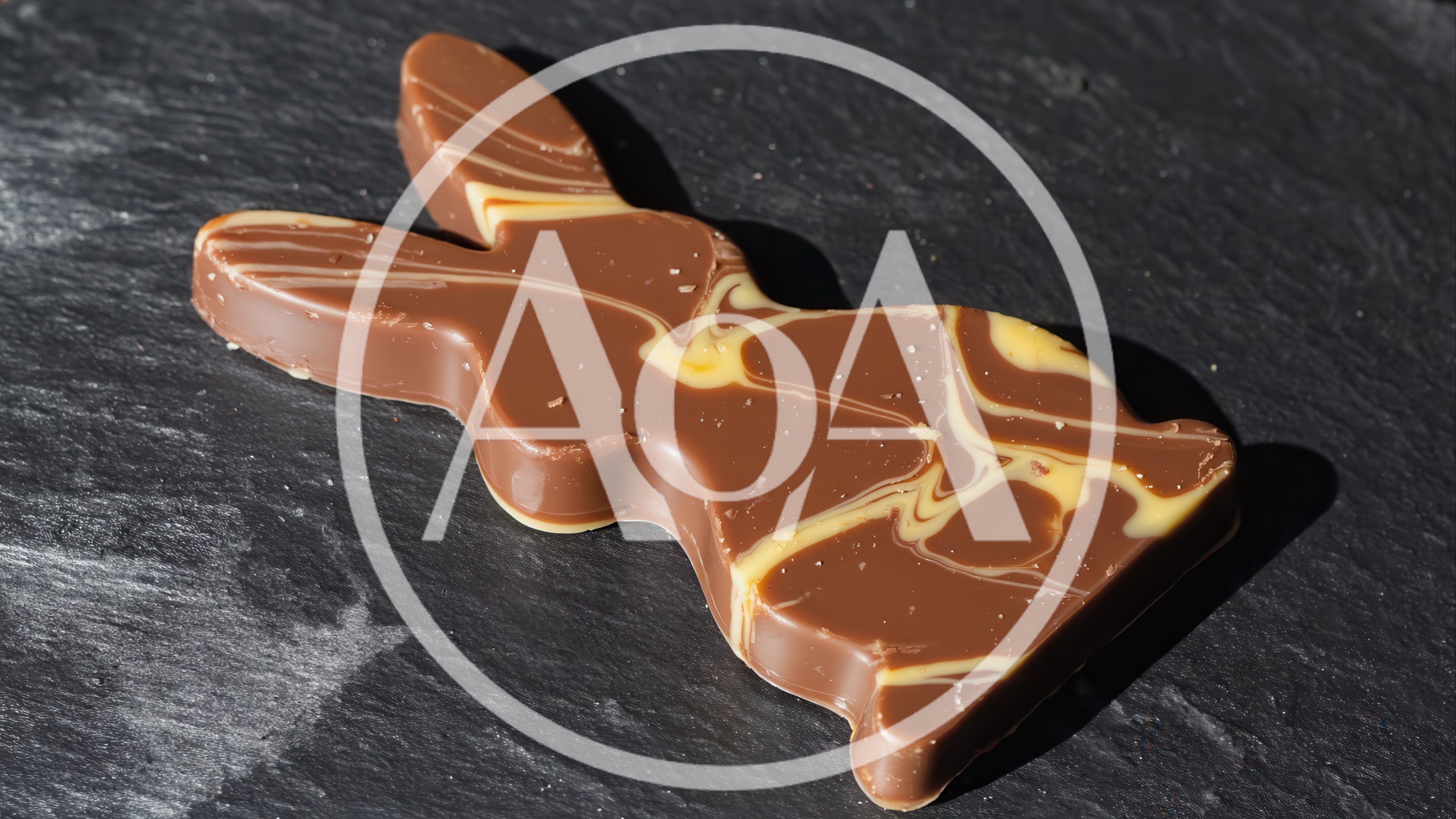 Swirled Chocolate Easter Bunny on Slate Surface