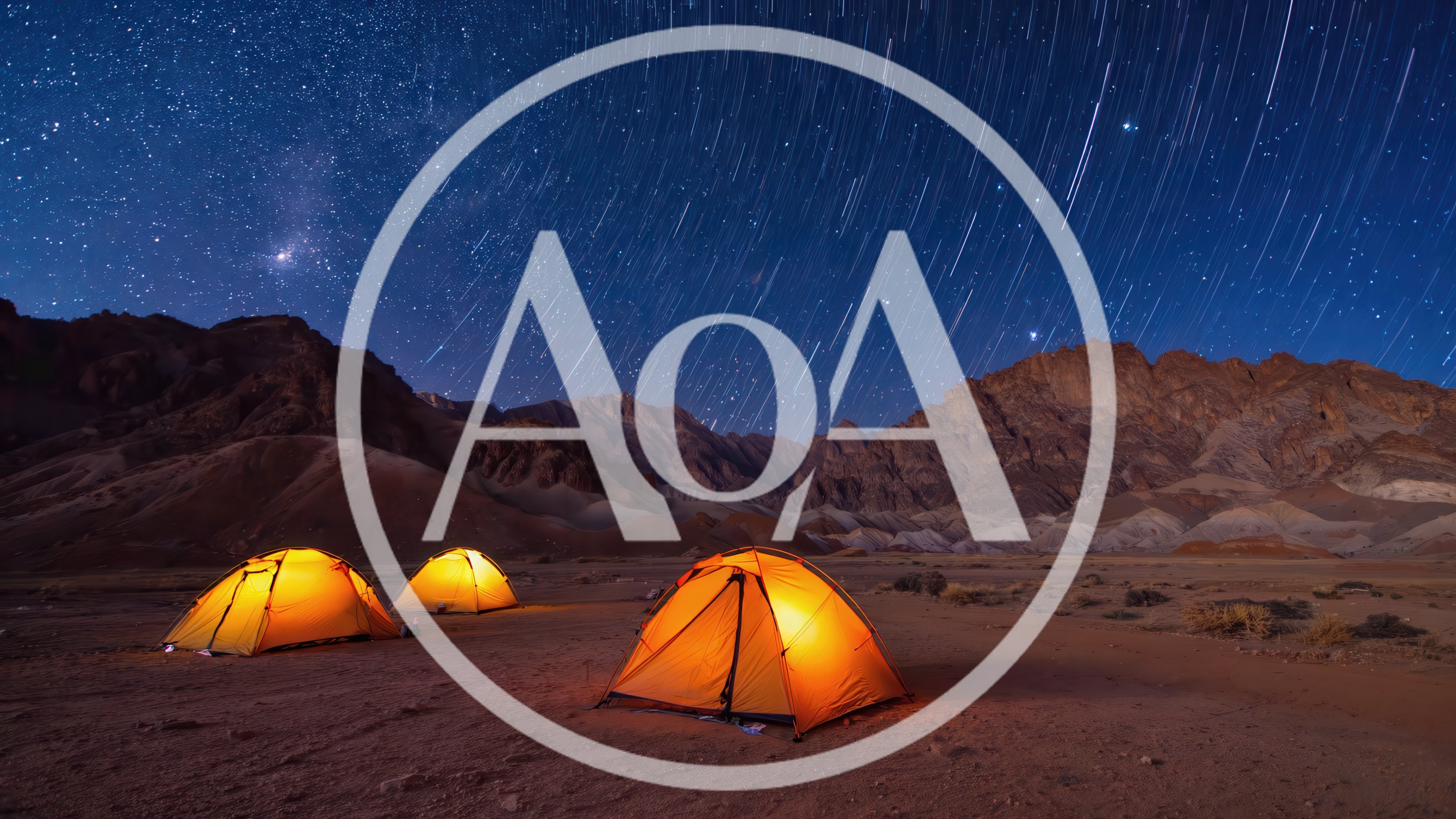 Three Illuminated Camping Tents Under Starry Night Sky