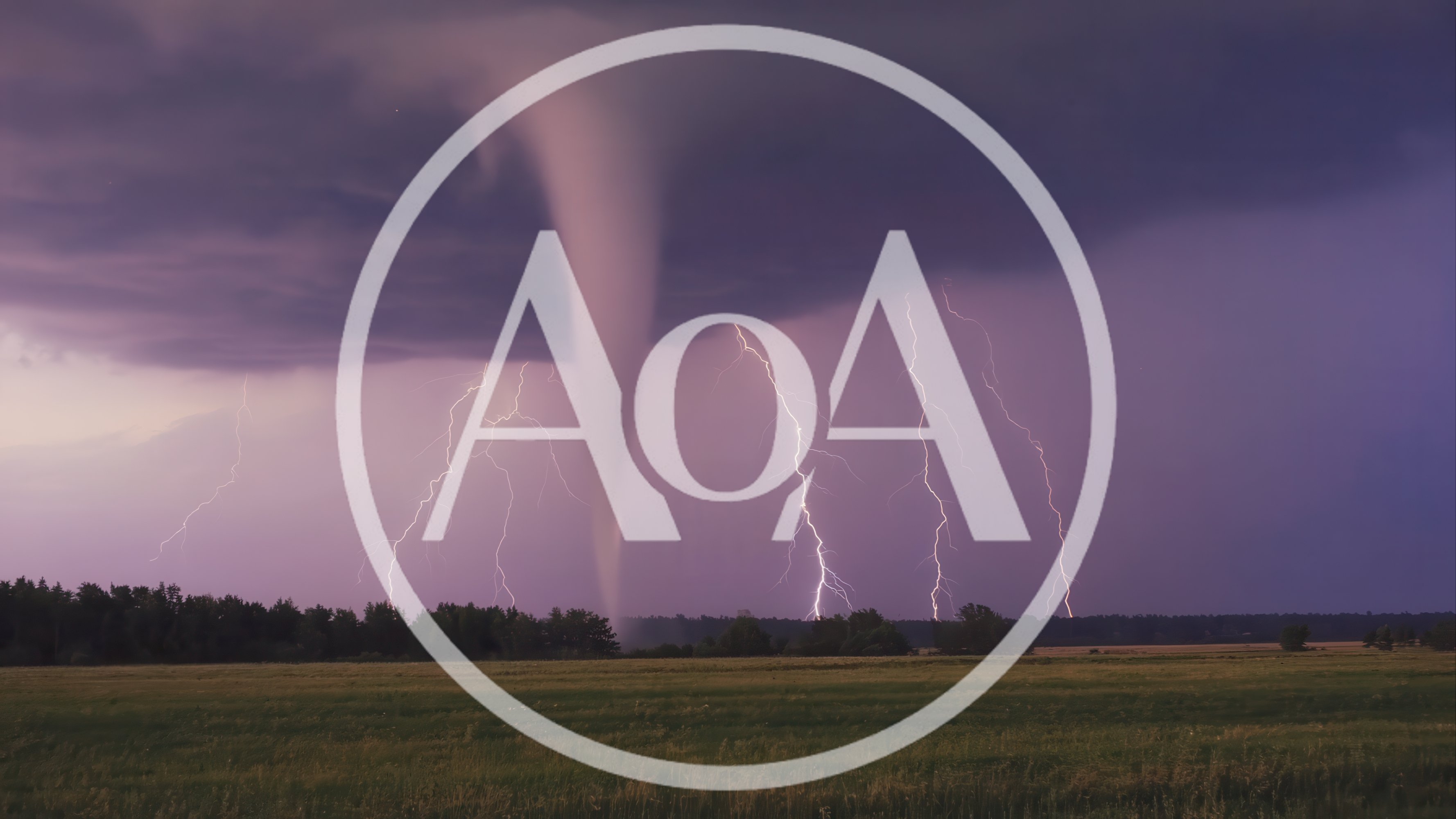 Tornado With Multiple Lightning Strikes Over Open Field