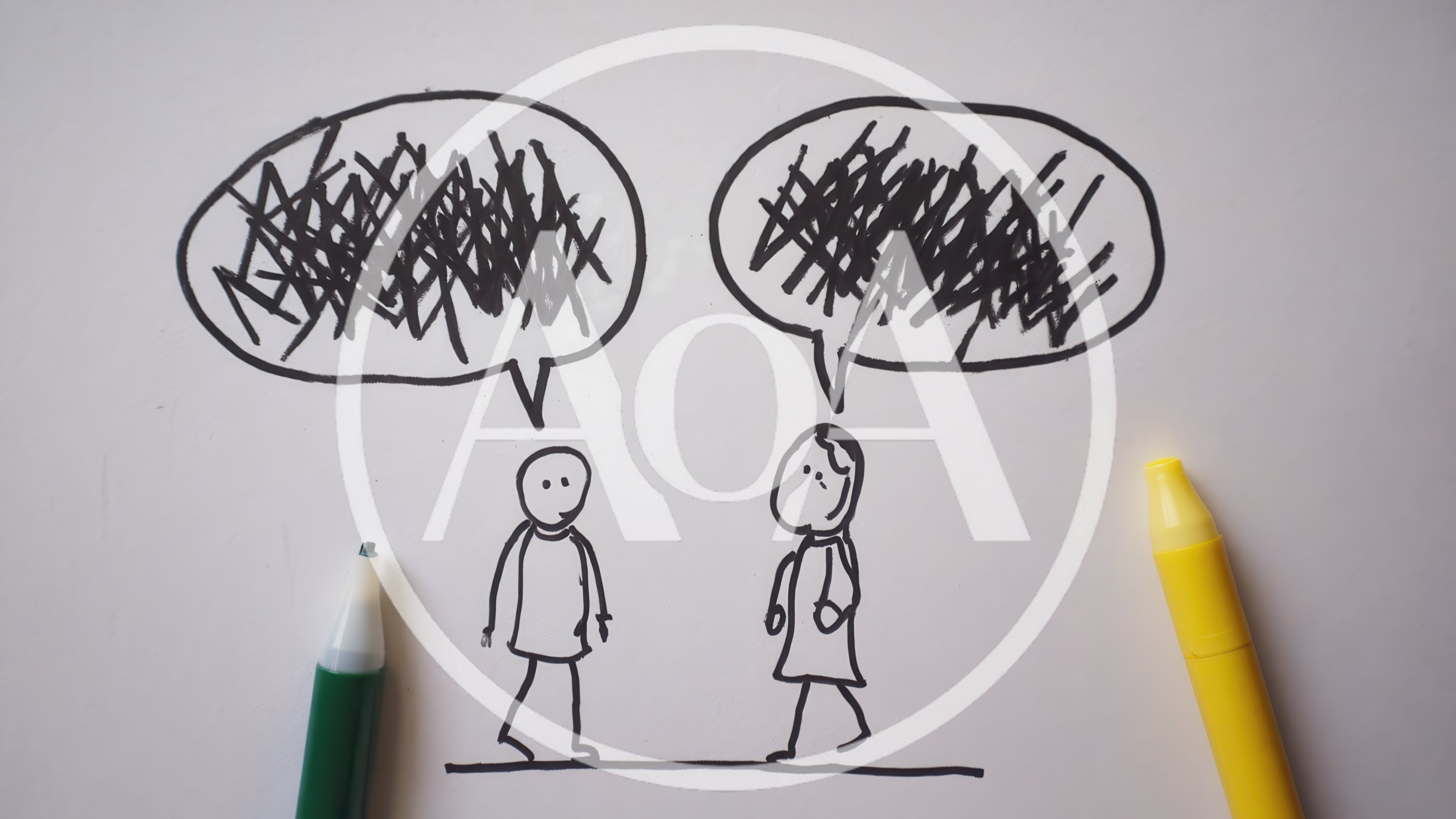 Hand Drawn Stick Figures With Scribbled Thought Bubbles