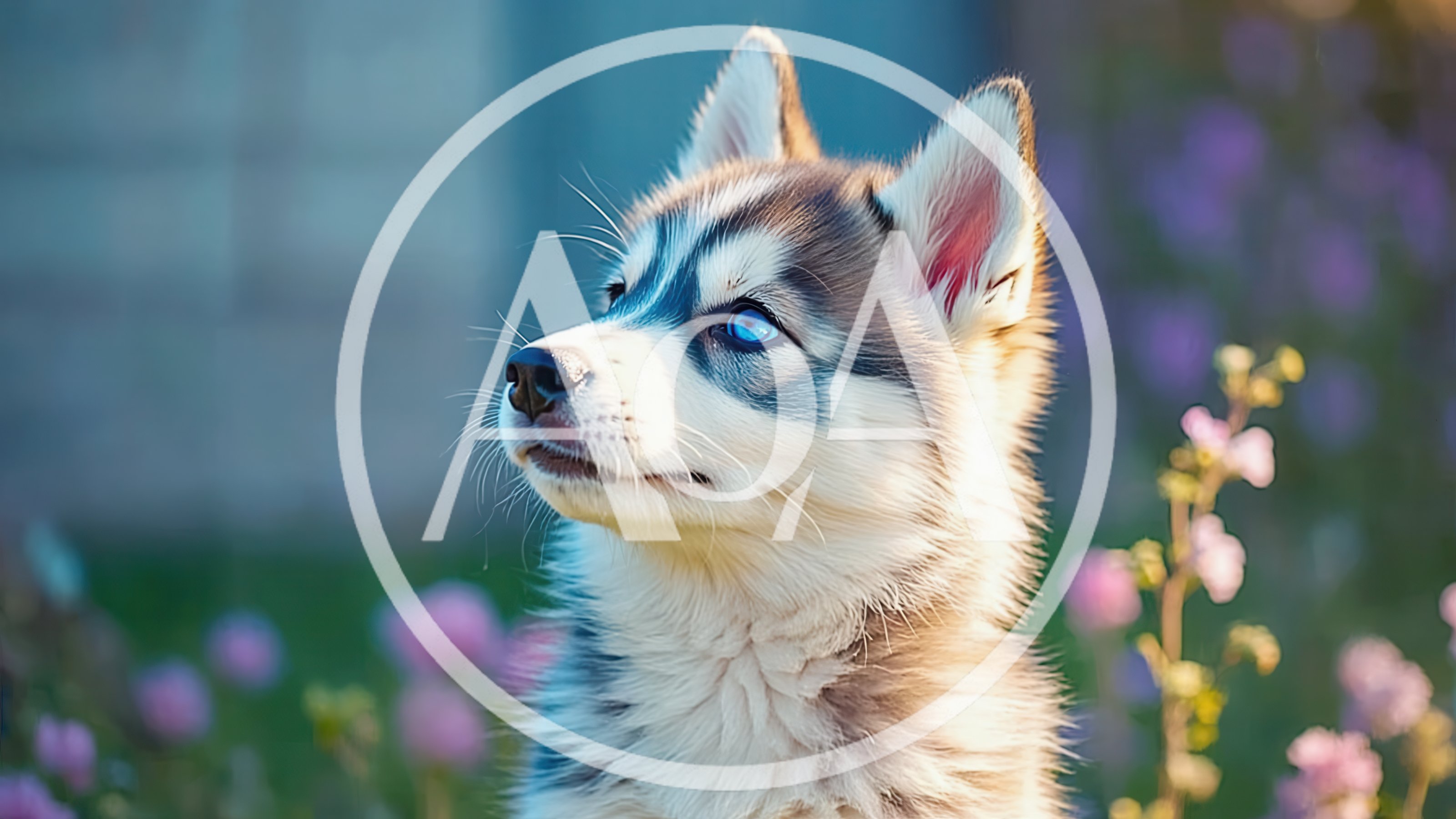 Adorable Siberian Husky Puppy Looking Up Outdoors