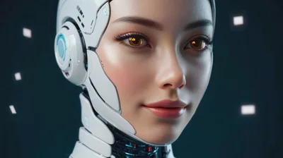 Portrait Of A Futuristic Female Android Robot