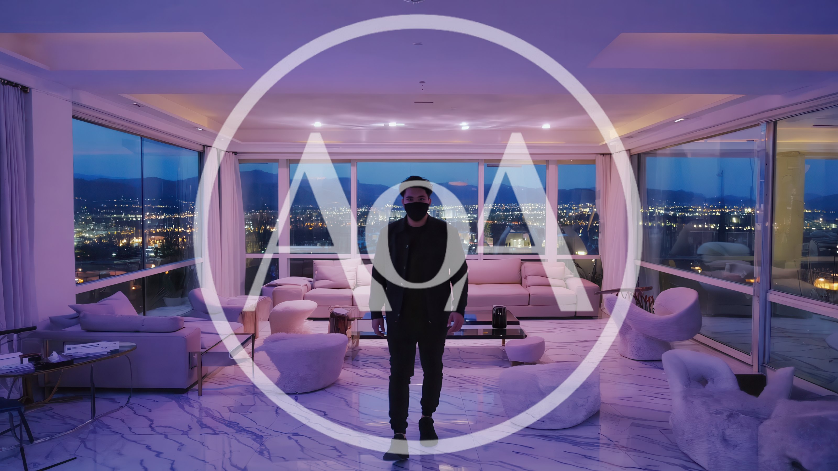 Man Wearing Face Mask Standing In Modern Luxury Penthouse