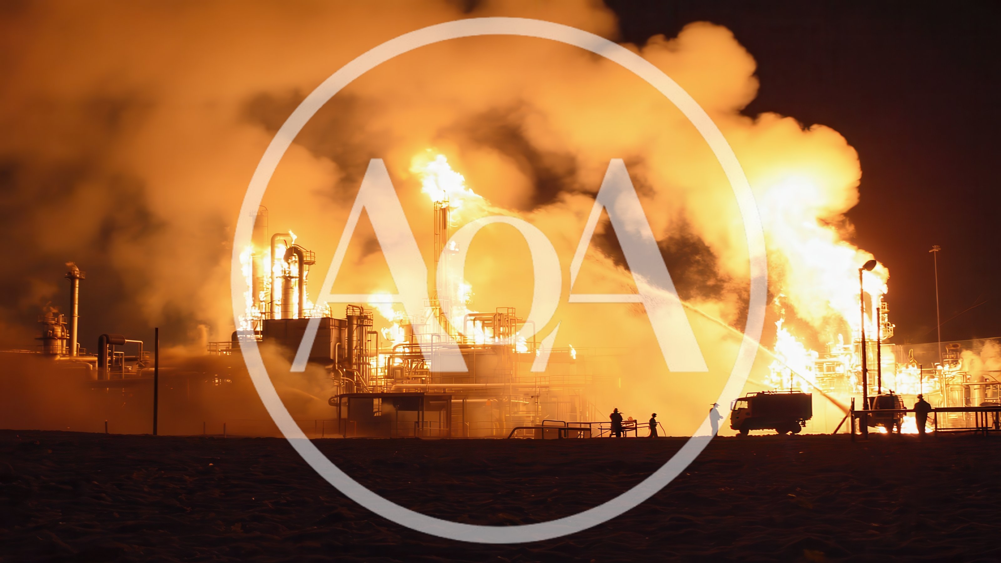 Industrial Refinery Fire With Emergency Response Team
