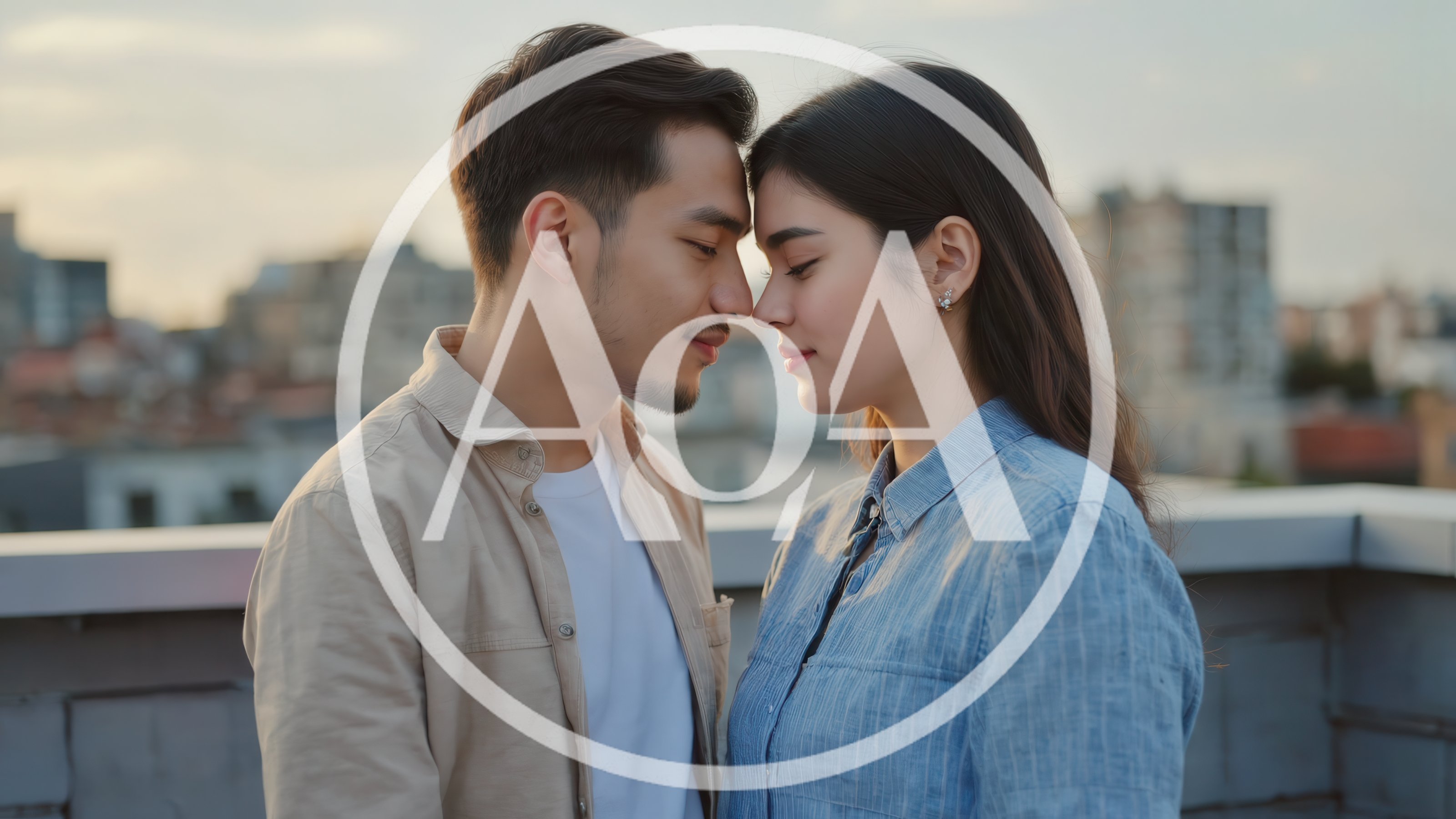 Young Couple Sharing Intimate Moment On Rooftop