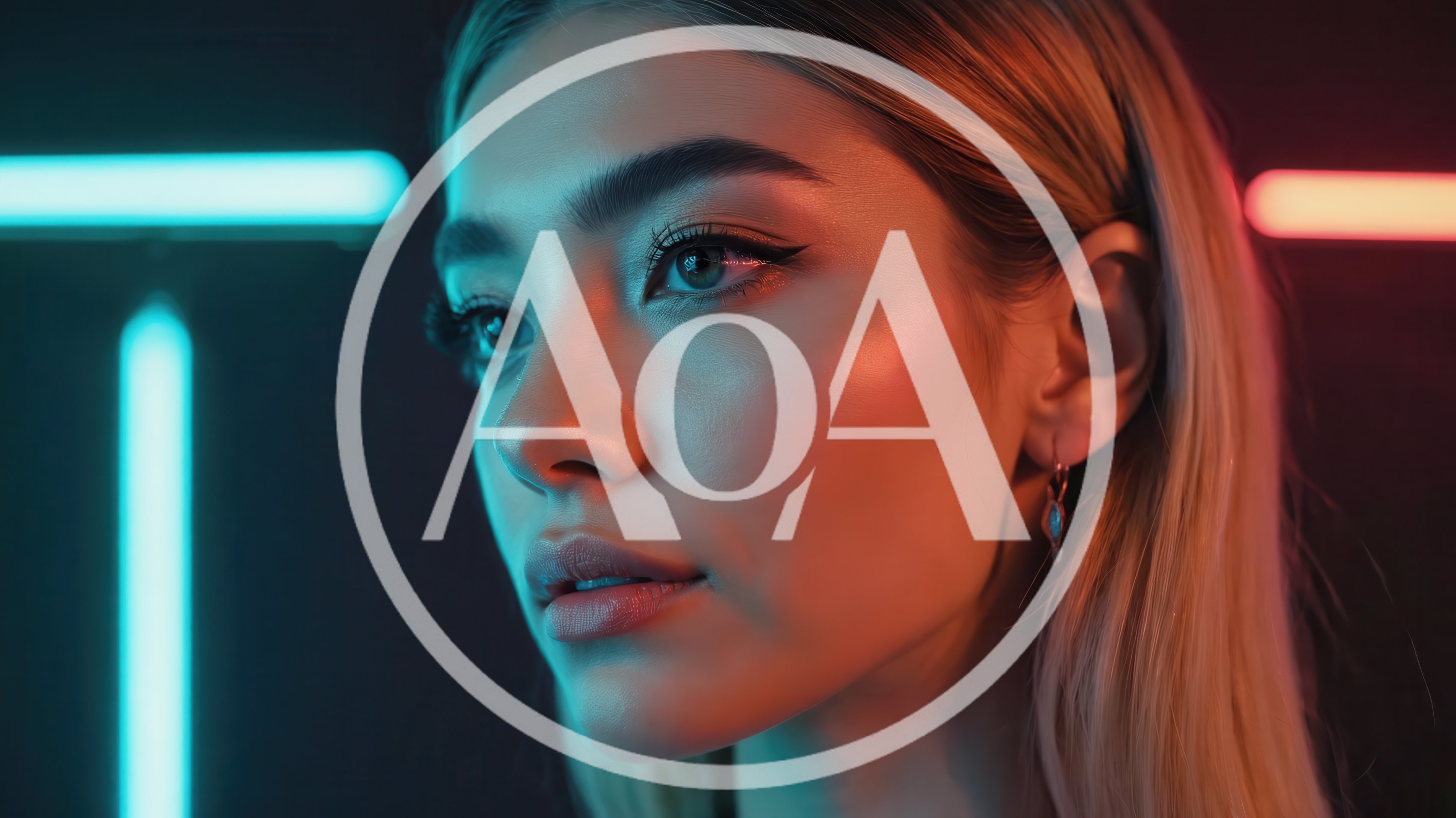 Portrait Of A Young Woman With Neon Lighting
