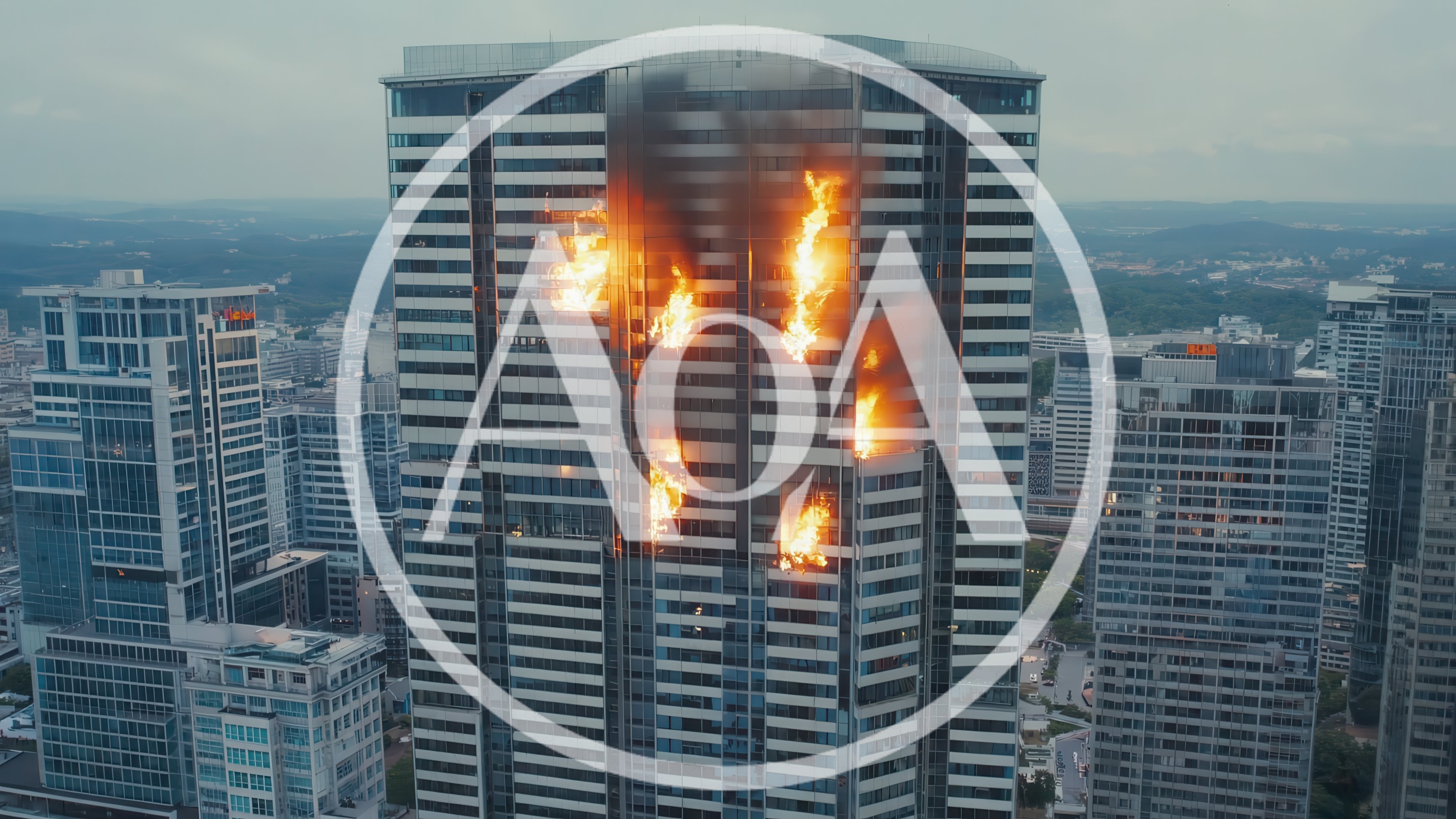 Skyscraper Building Engulfed In Intense Fire