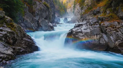 Cascading River Through A Rocky Mountain Gorge