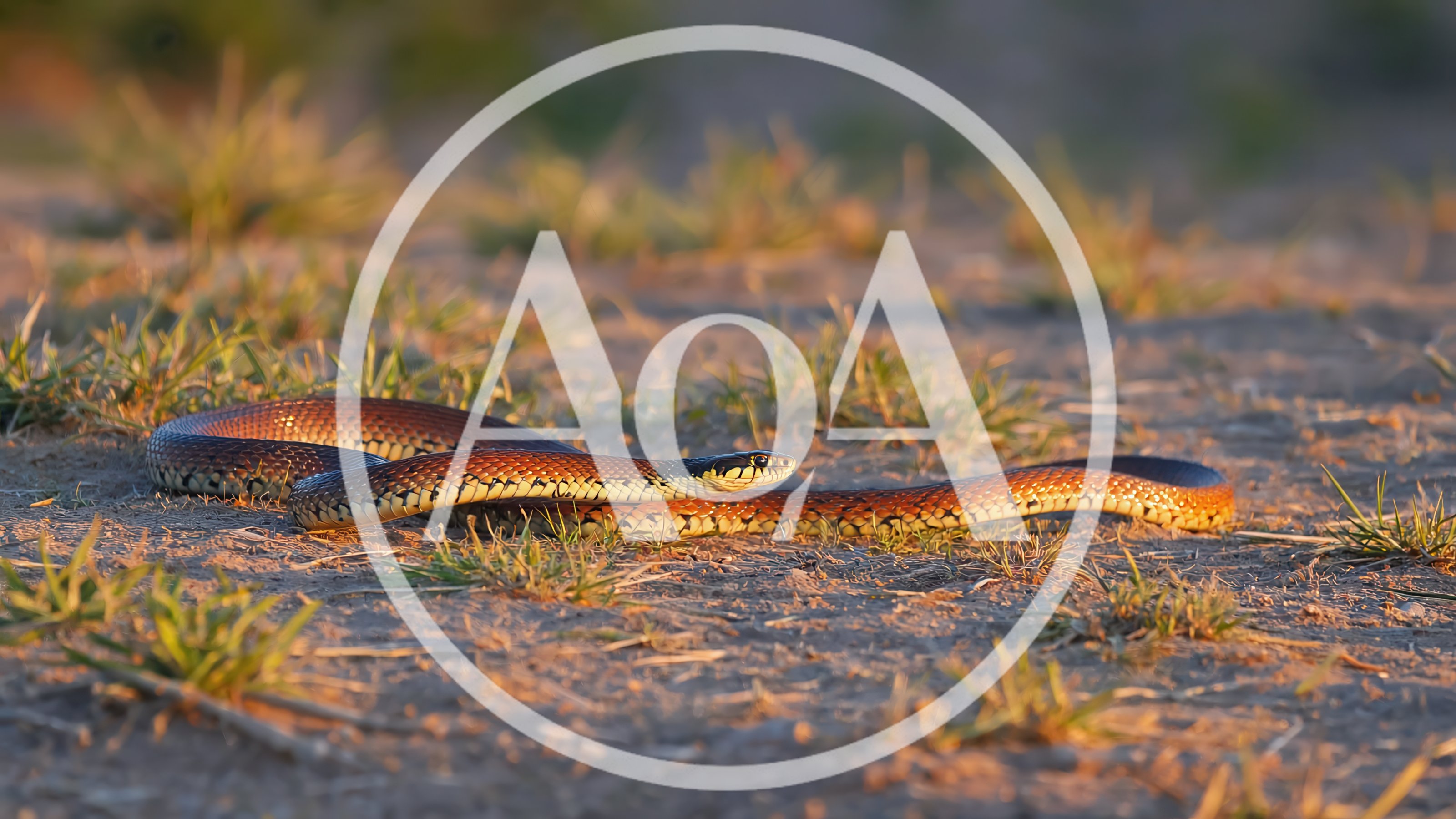 Caspian Whip Snake Slithering on Dry Ground