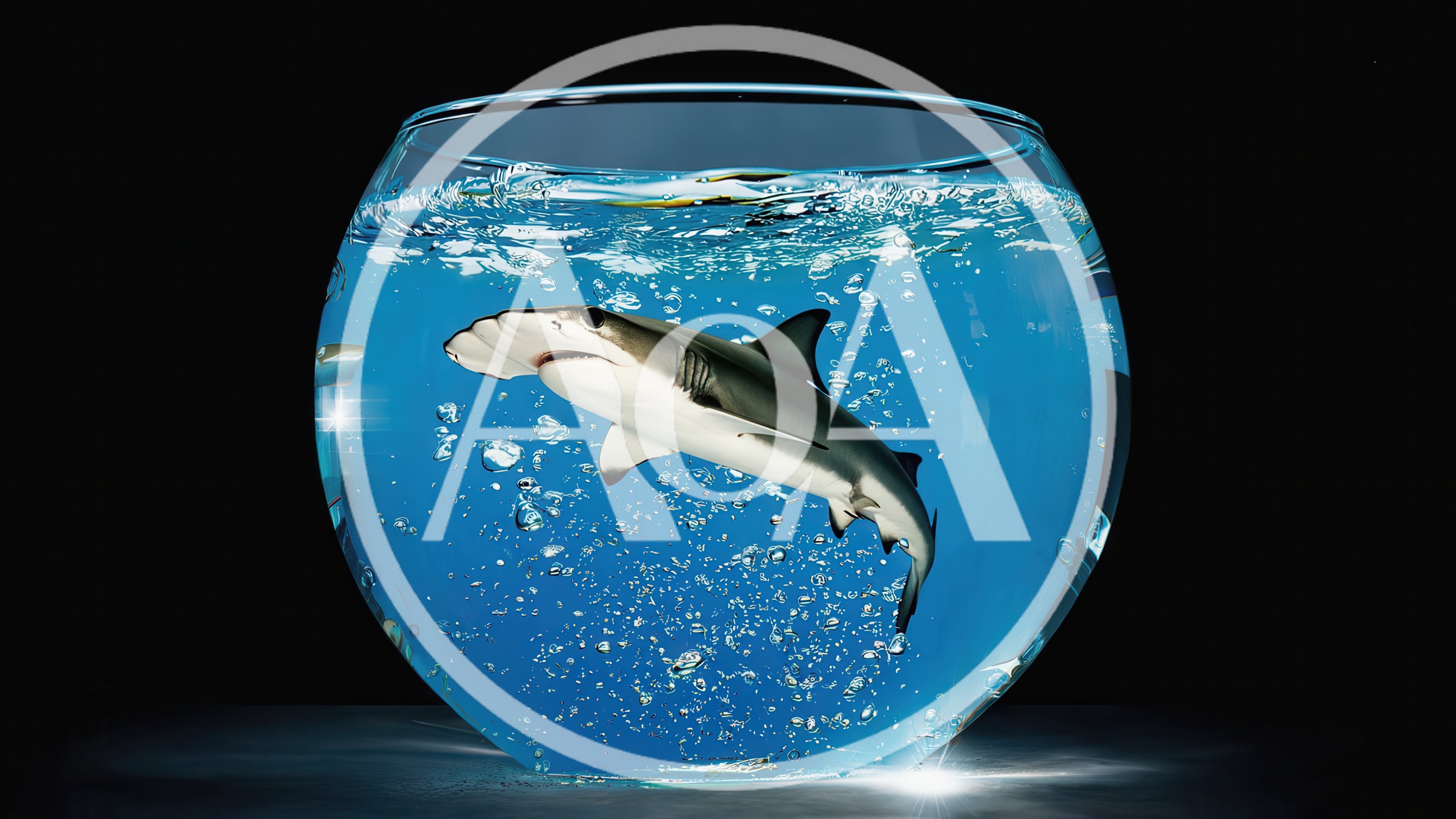 Hammerhead Shark Swimming Inside A Glass Fishbowl