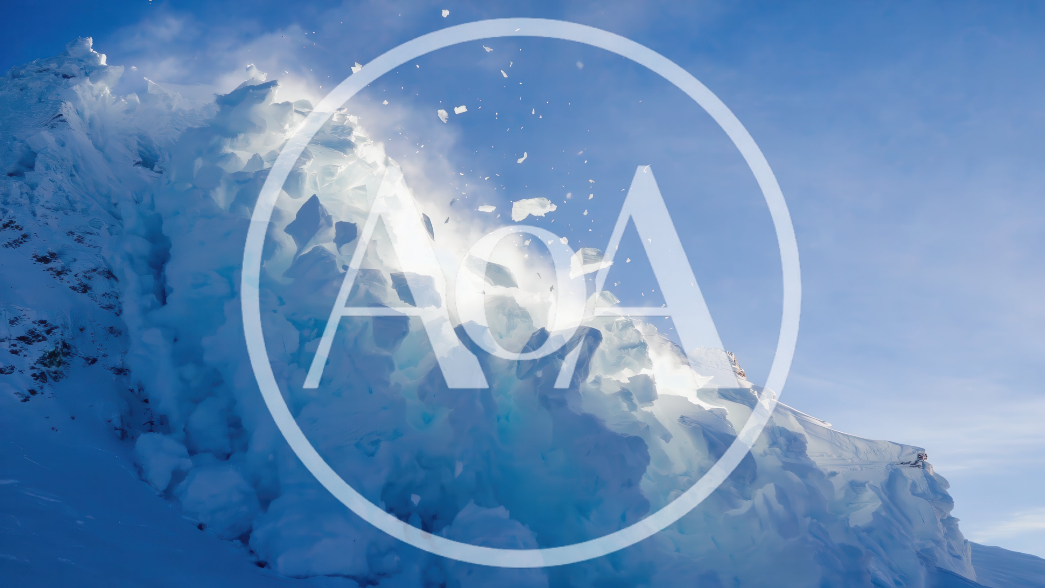 Massive Ice Avalanche Falling Down A Mountain Slope