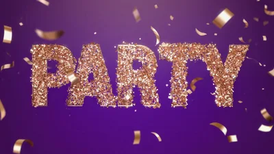 Rose Gold Confetti Party Text Animation