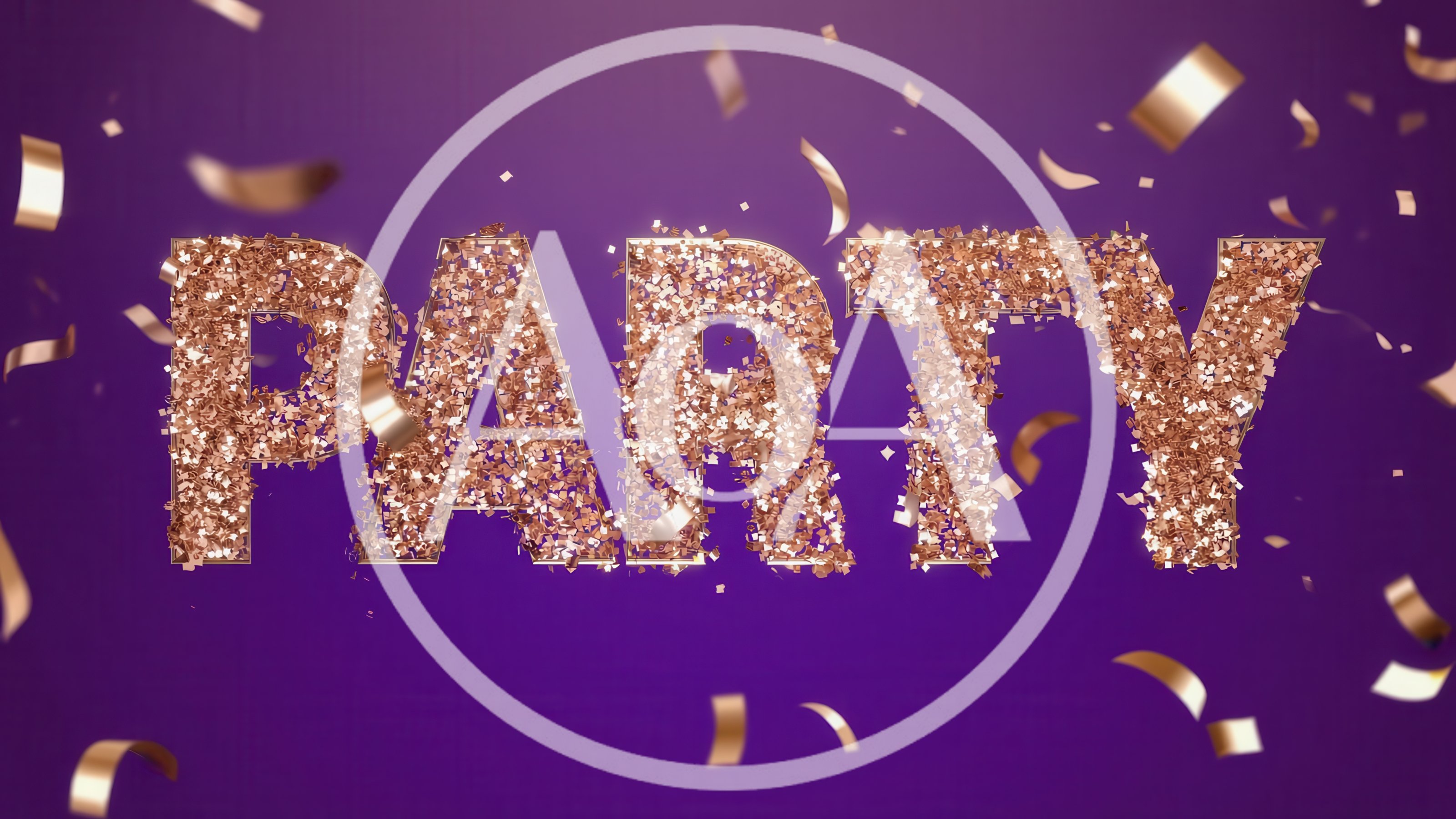 Rose Gold Confetti Party Text Animation