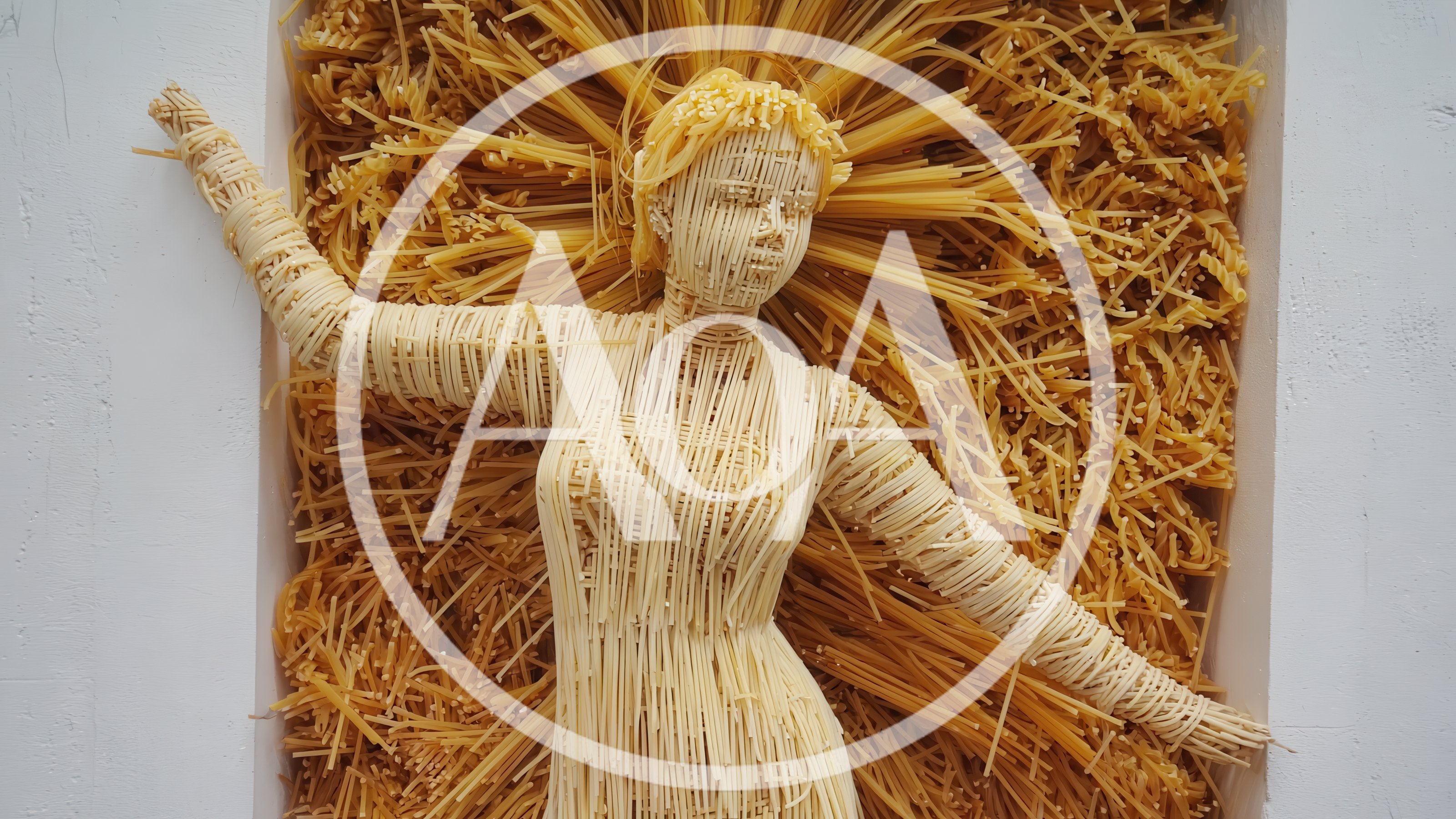 Artistic Sculpture Of A Woman Made From Spaghetti