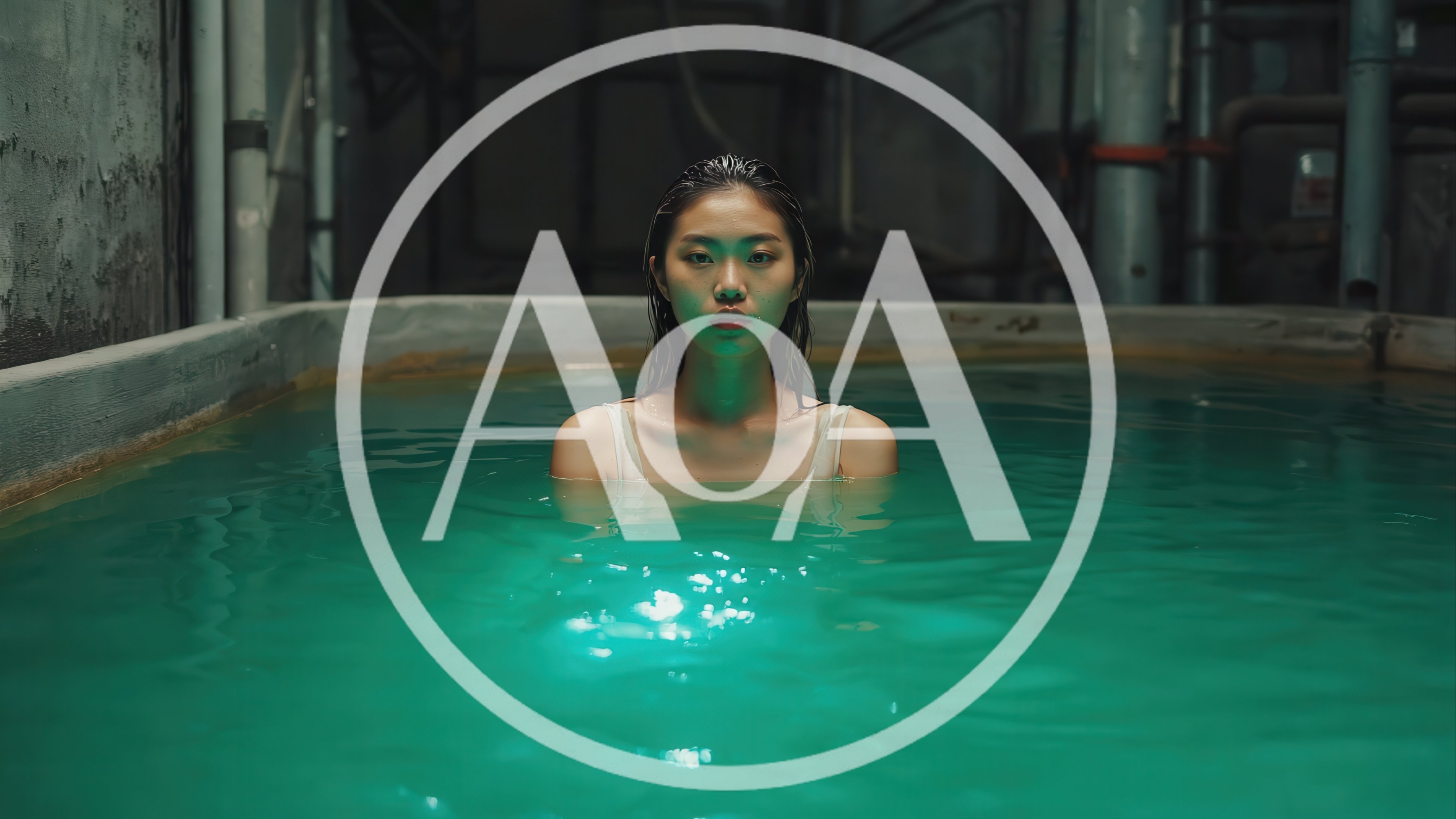 Young Woman Submerged In Industrial Water Tank