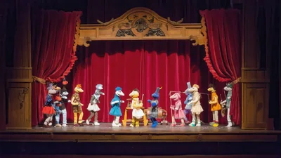 Puppet Show Performance On A Traditional Wooden Stage