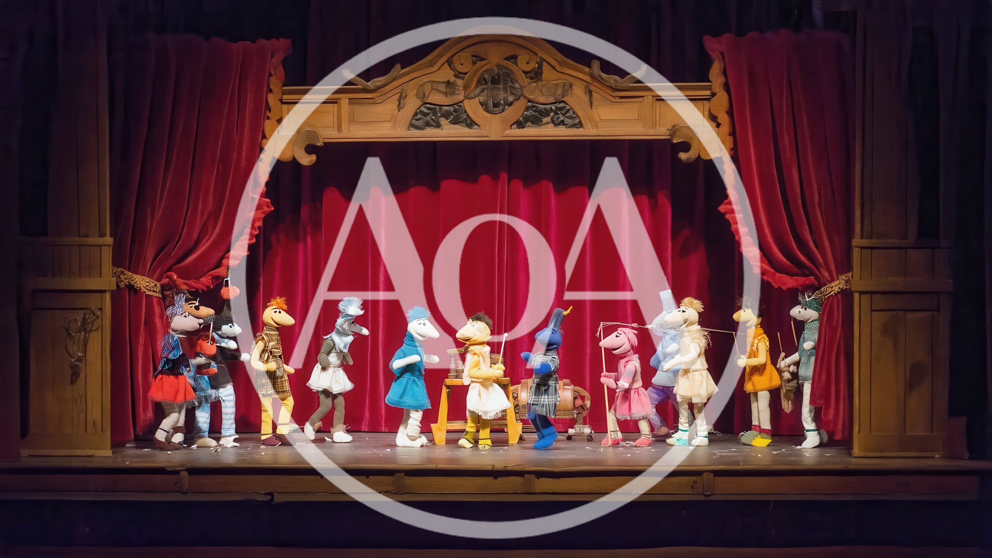 Puppet Show Performance On A Traditional Wooden Stage