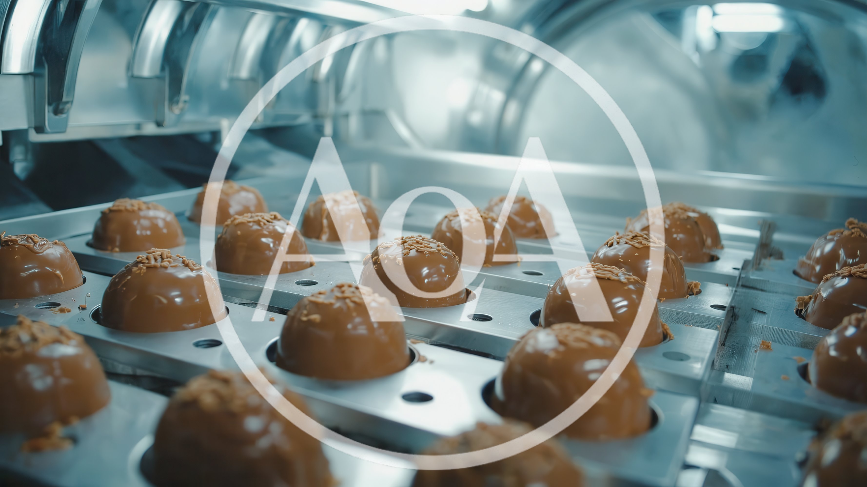 Chocolate Truffles Moving Along Industrial Production Line