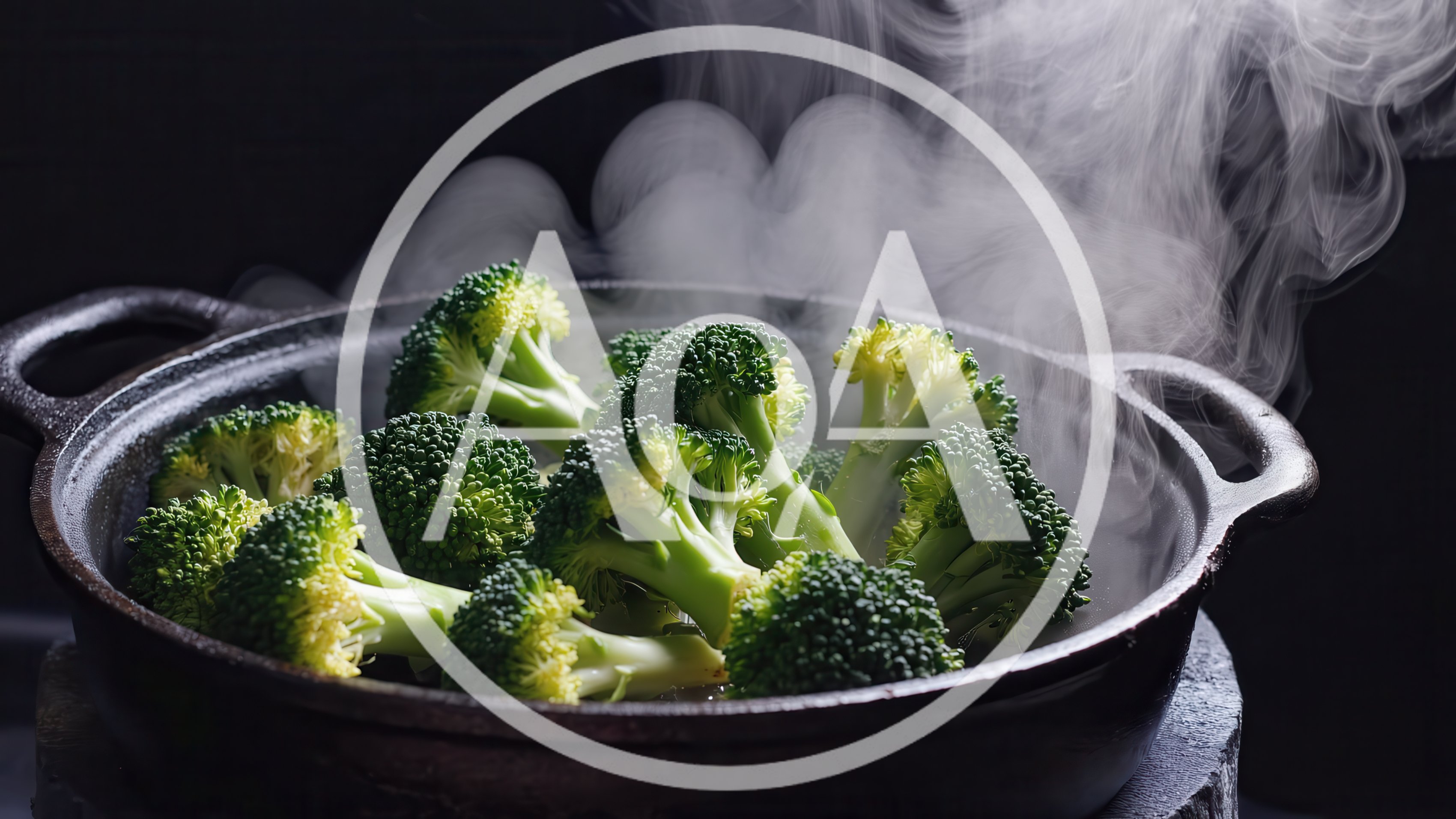 Steaming Fresh Broccoli Florets In A Cast Iron Skillet