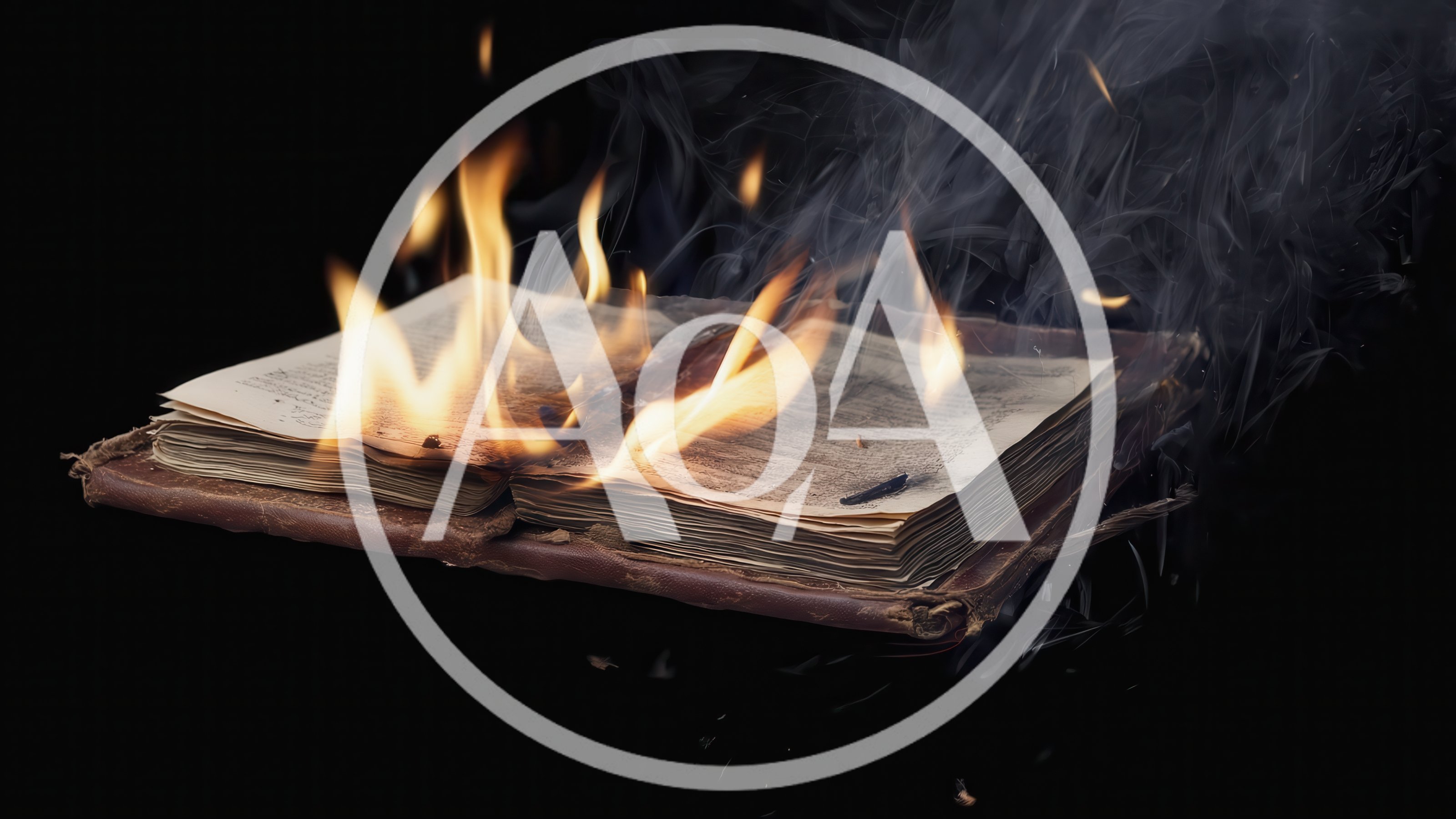 Old Leather Book Burning With Bright Flames