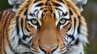 Close Up Portrait Of A Majestic Siberian Tiger