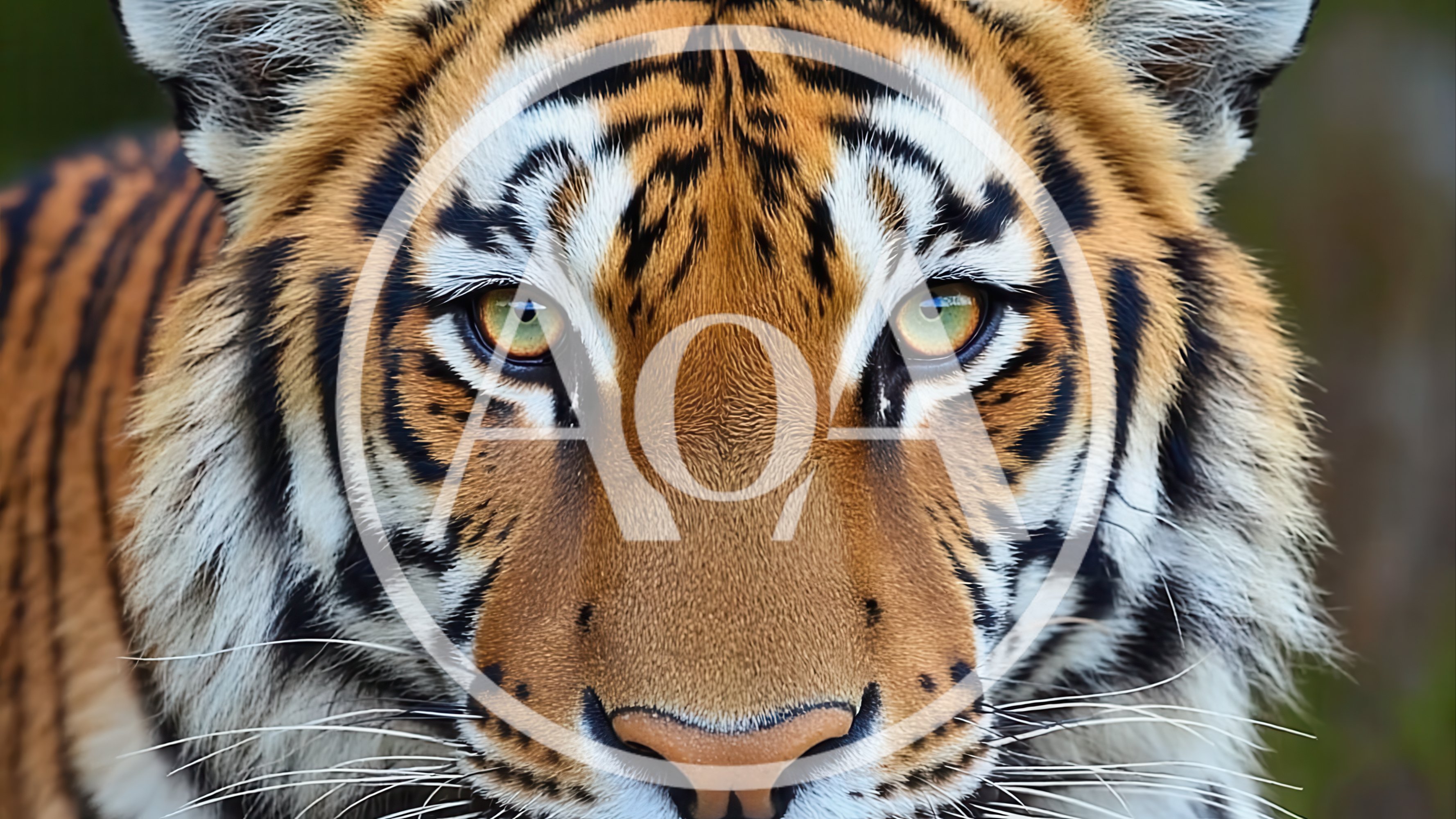 Close Up Portrait Of A Majestic Siberian Tiger