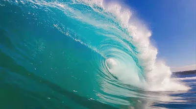 Powerful Ocean Wave Breaking In A Barrel