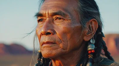 Portrait Of An Elderly Native American Man