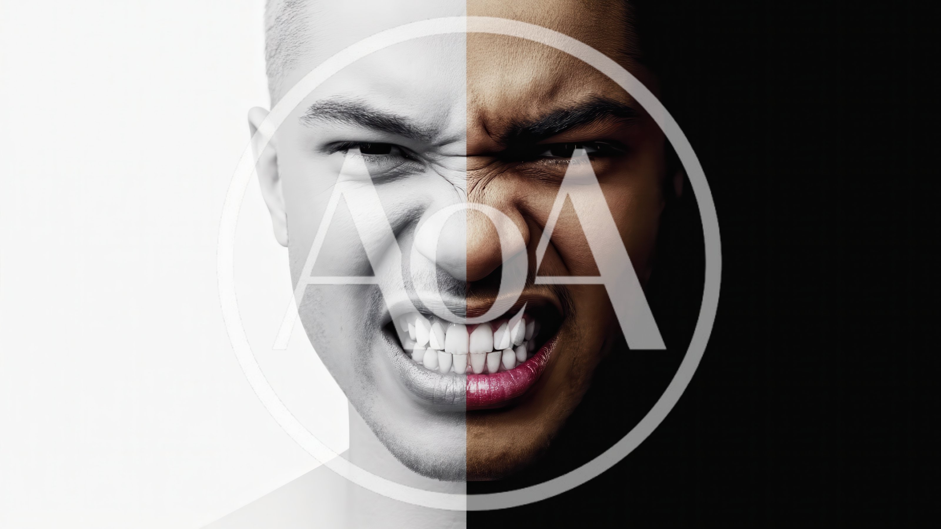 Split Face Portrait Showing Contrast Between Light And Dark