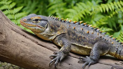 Spiny Lizard Resting on a Tree Branch