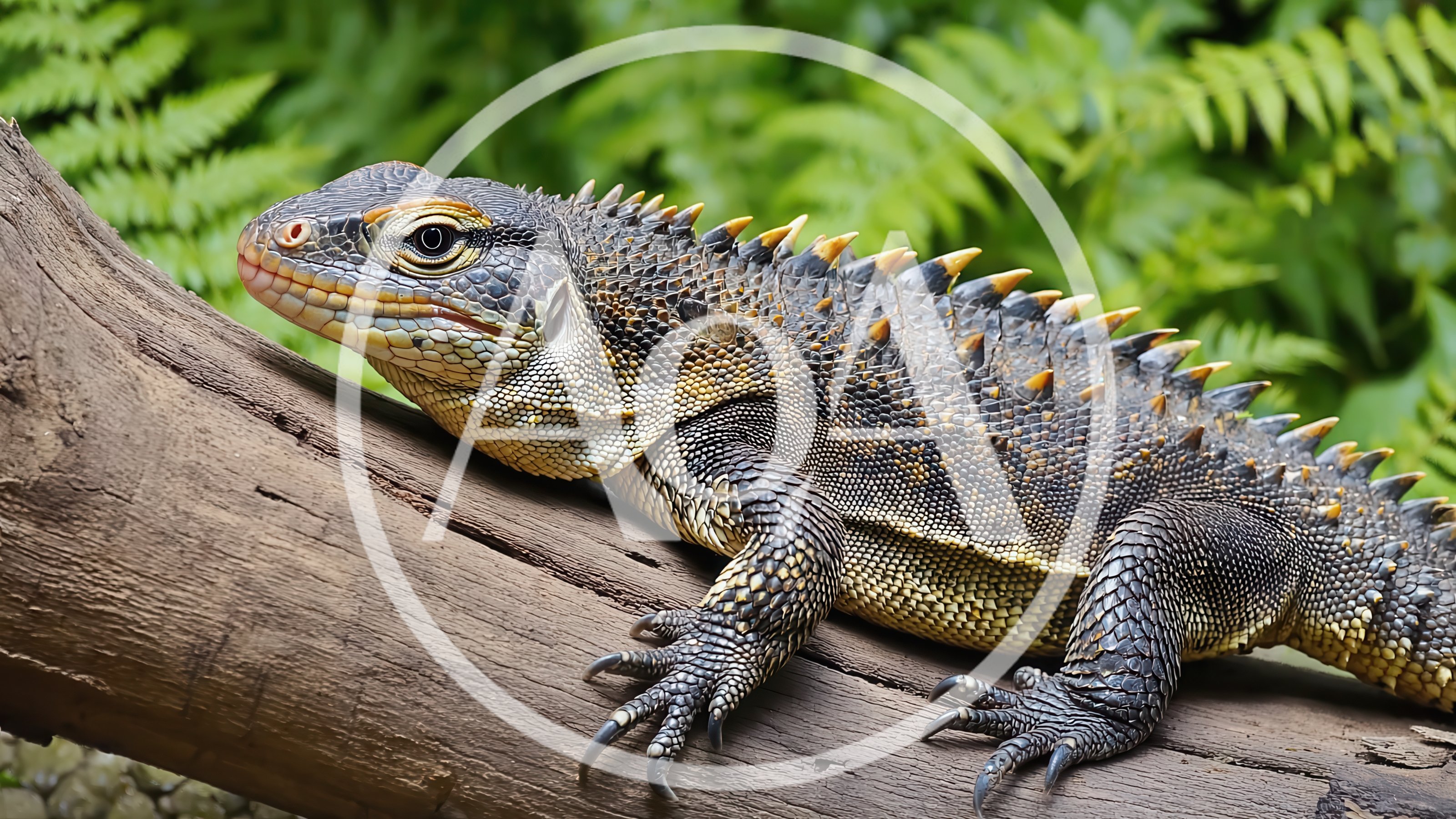 Spiny Lizard Resting on a Tree Branch