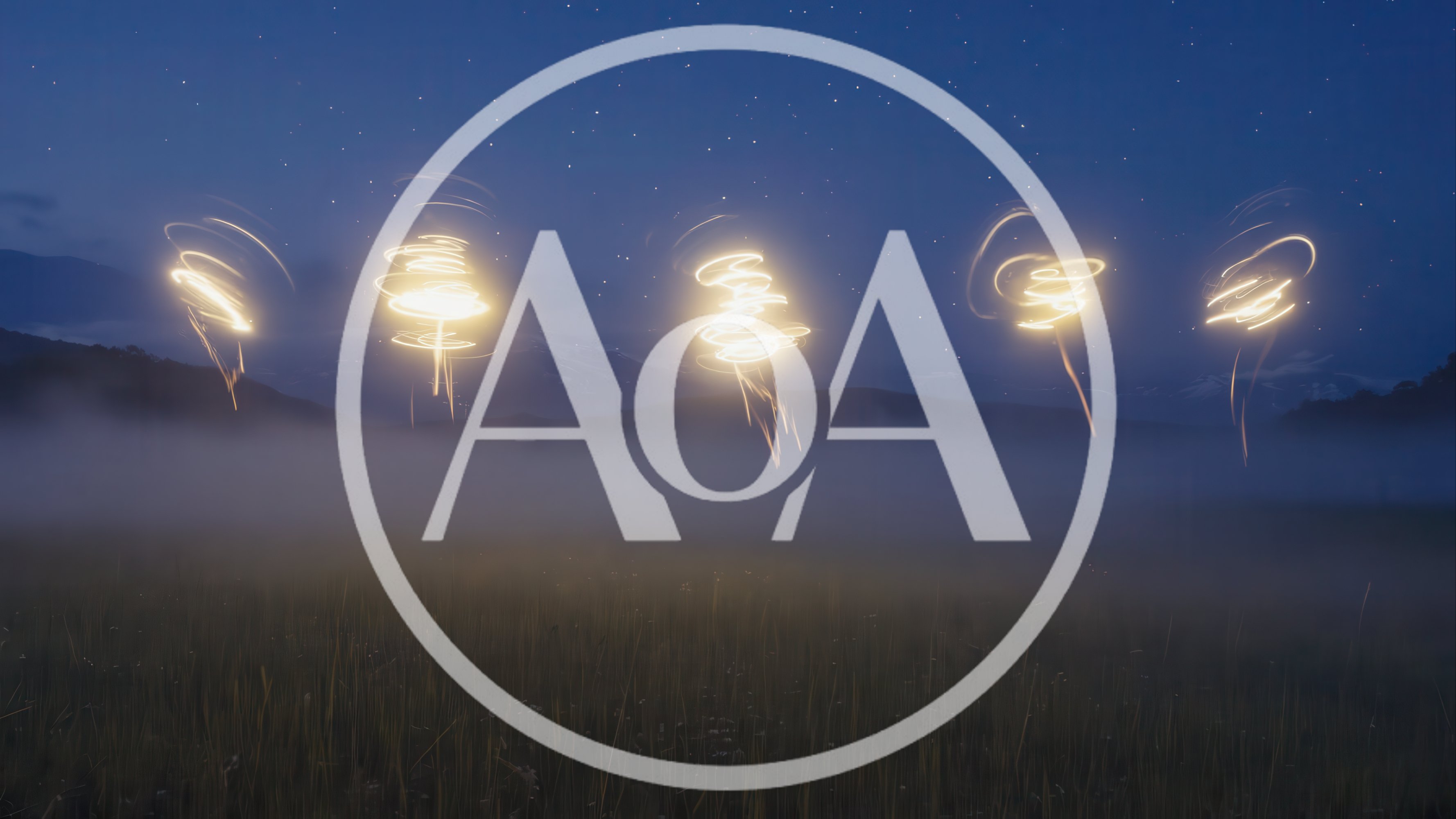 Light Painting Orbs Floating Over Misty Field