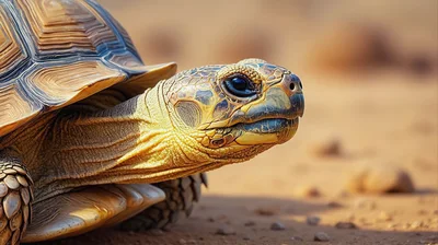 Close Up Portrait Of A Desert Tortoise