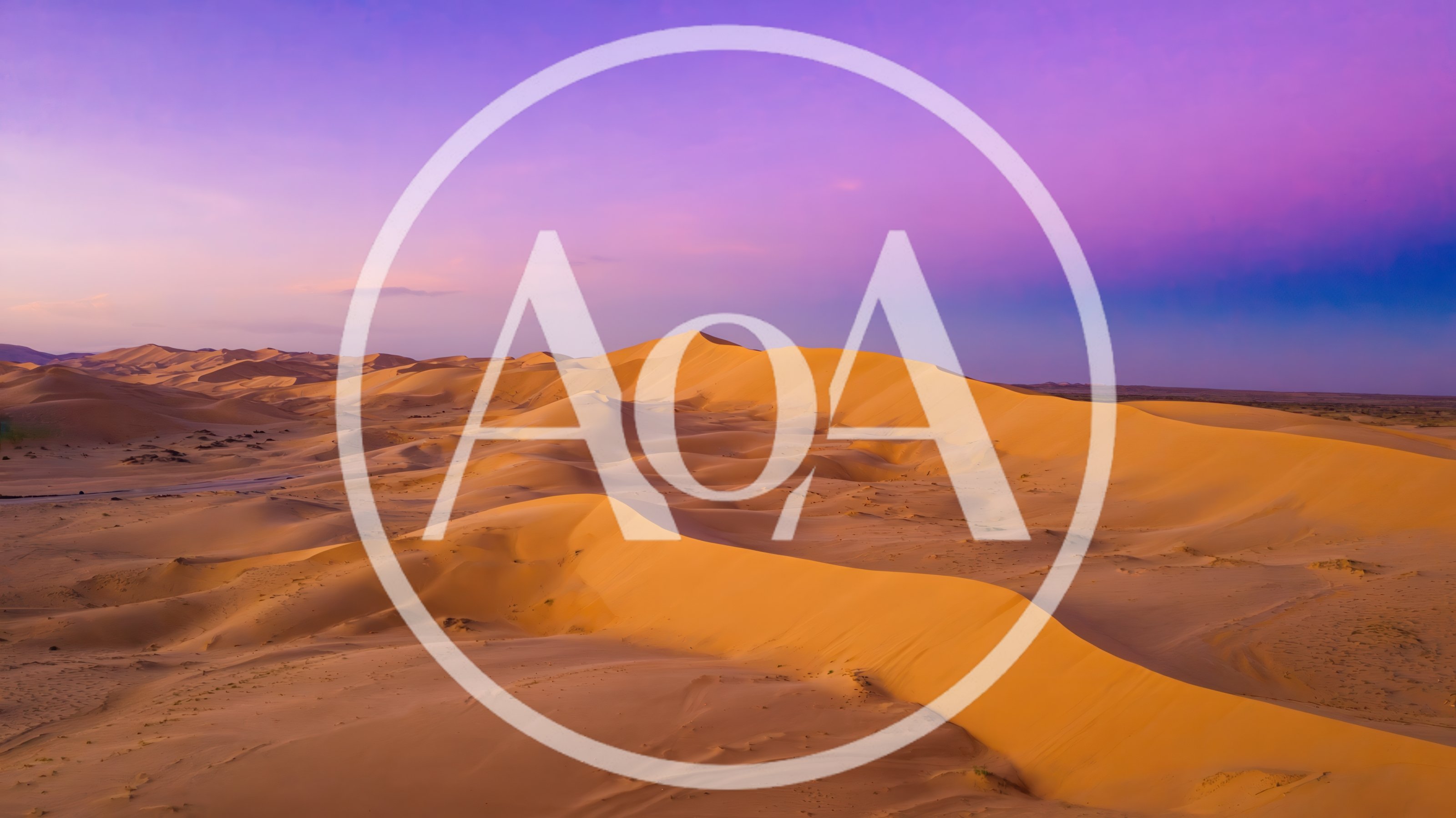 Vast Golden Sand Dunes Under A Purple Sunset Sky