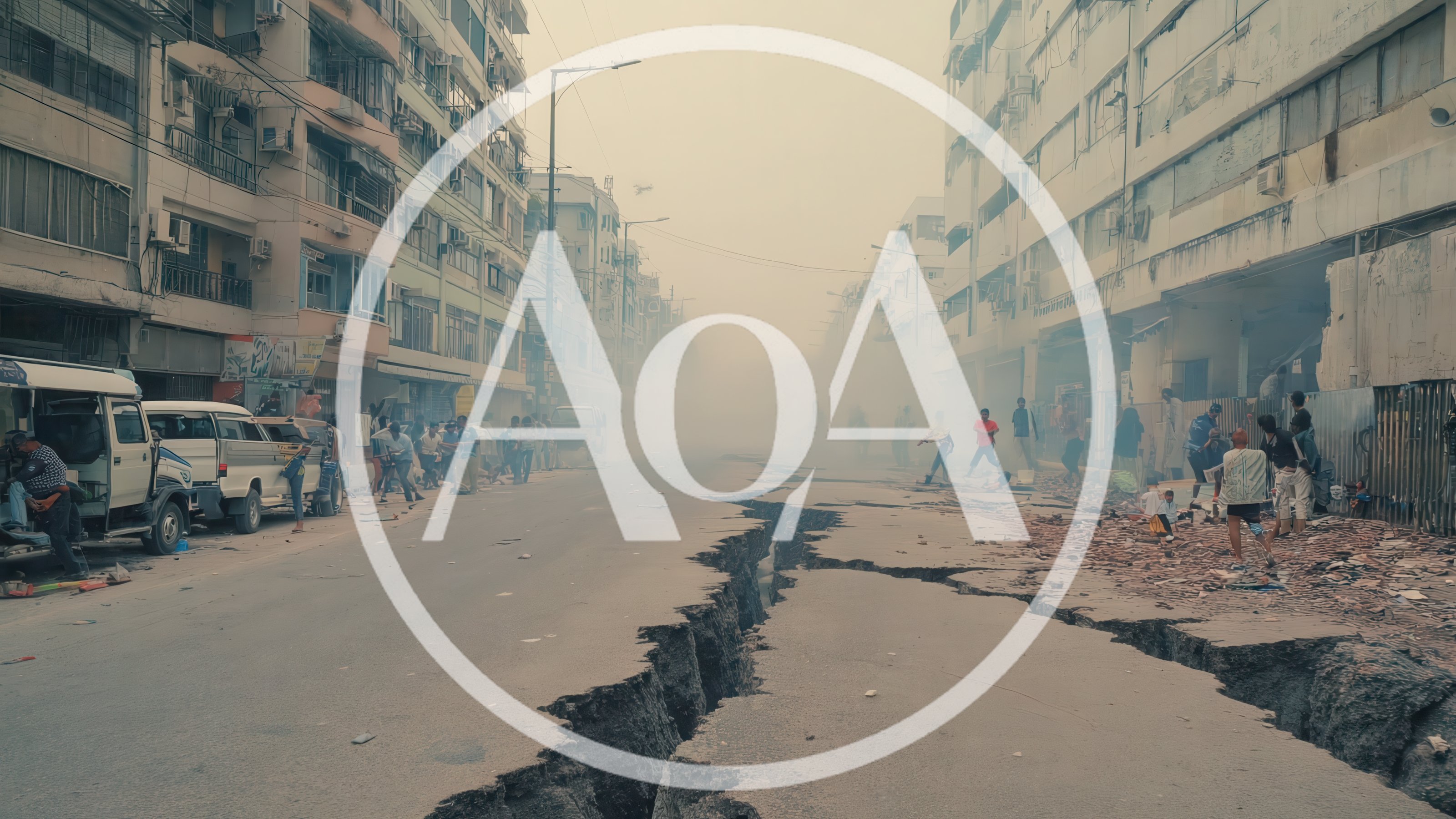 City Street Split By Massive Earthquake Fissure
