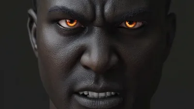 Close Up Portrait Of A Man With Glowing Eyes
