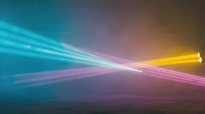 Stage Lighting Beams With Haze In Dark Venue