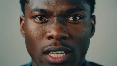 Close Up Portrait of a Serious Young Black Man