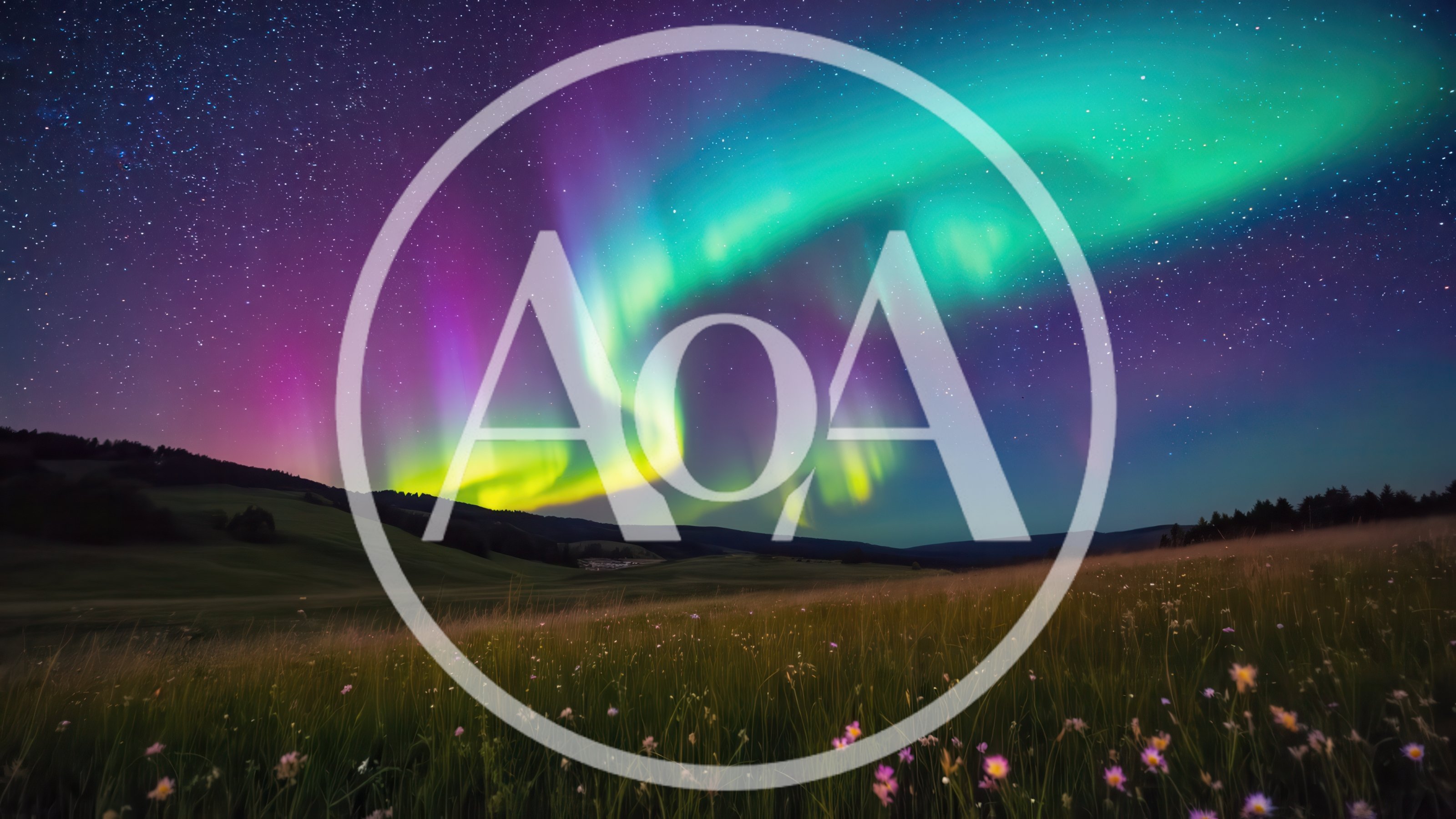 Vibrant Aurora Borealis Over A Grassy Meadow