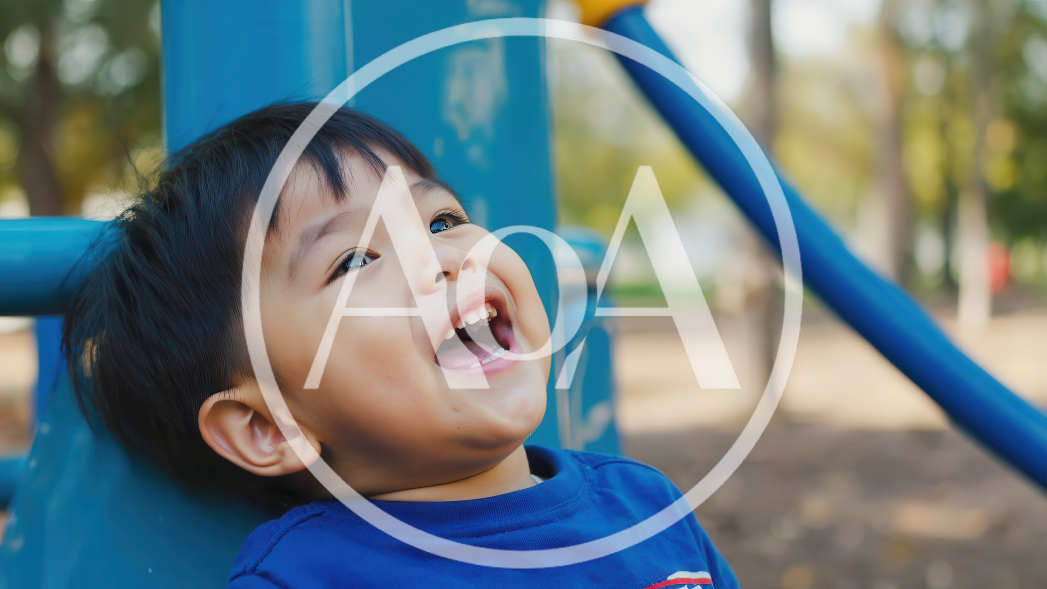Happy Toddler Boy Laughing On Playground Equipment