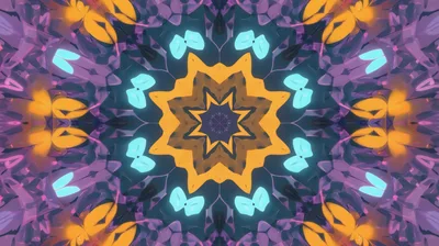 Abstract Kaleidoscope Pattern With Glowing Geometric Shapes