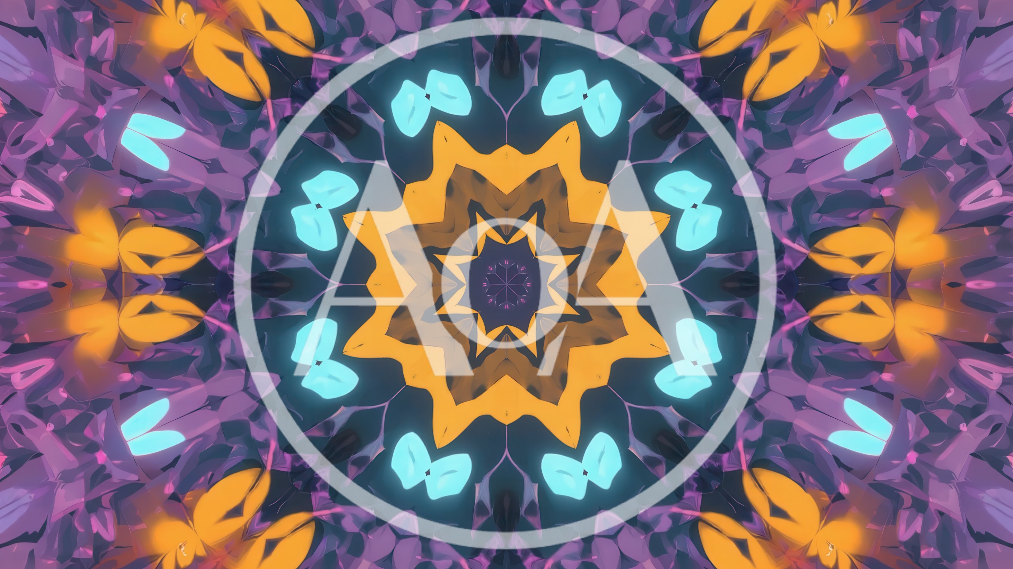 Abstract Kaleidoscope Pattern With Glowing Geometric Shapes
