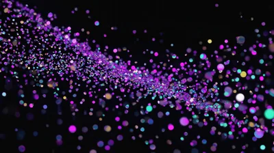 Abstract Motion Of Glowing Purple And Teal Particles