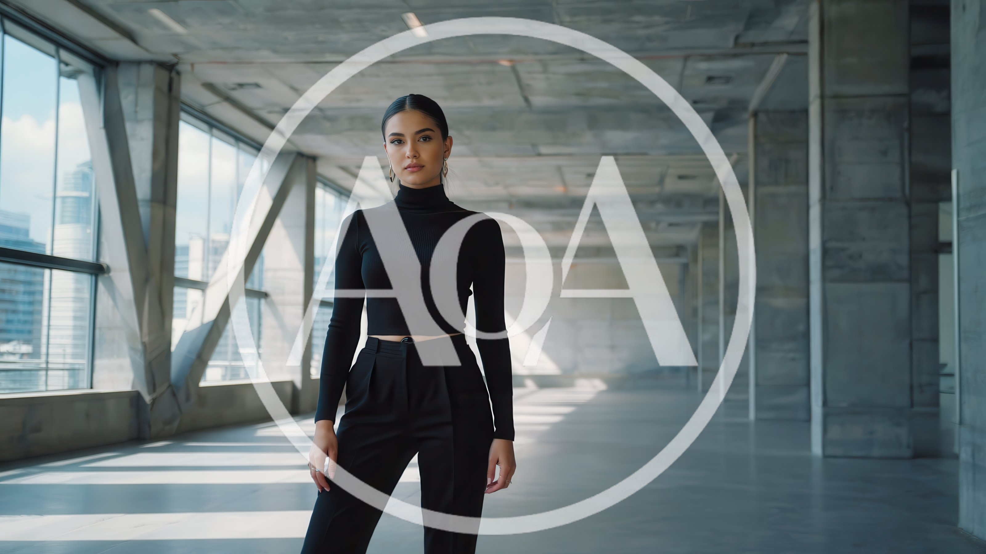 Professional Woman Standing In Modern Industrial Office Space