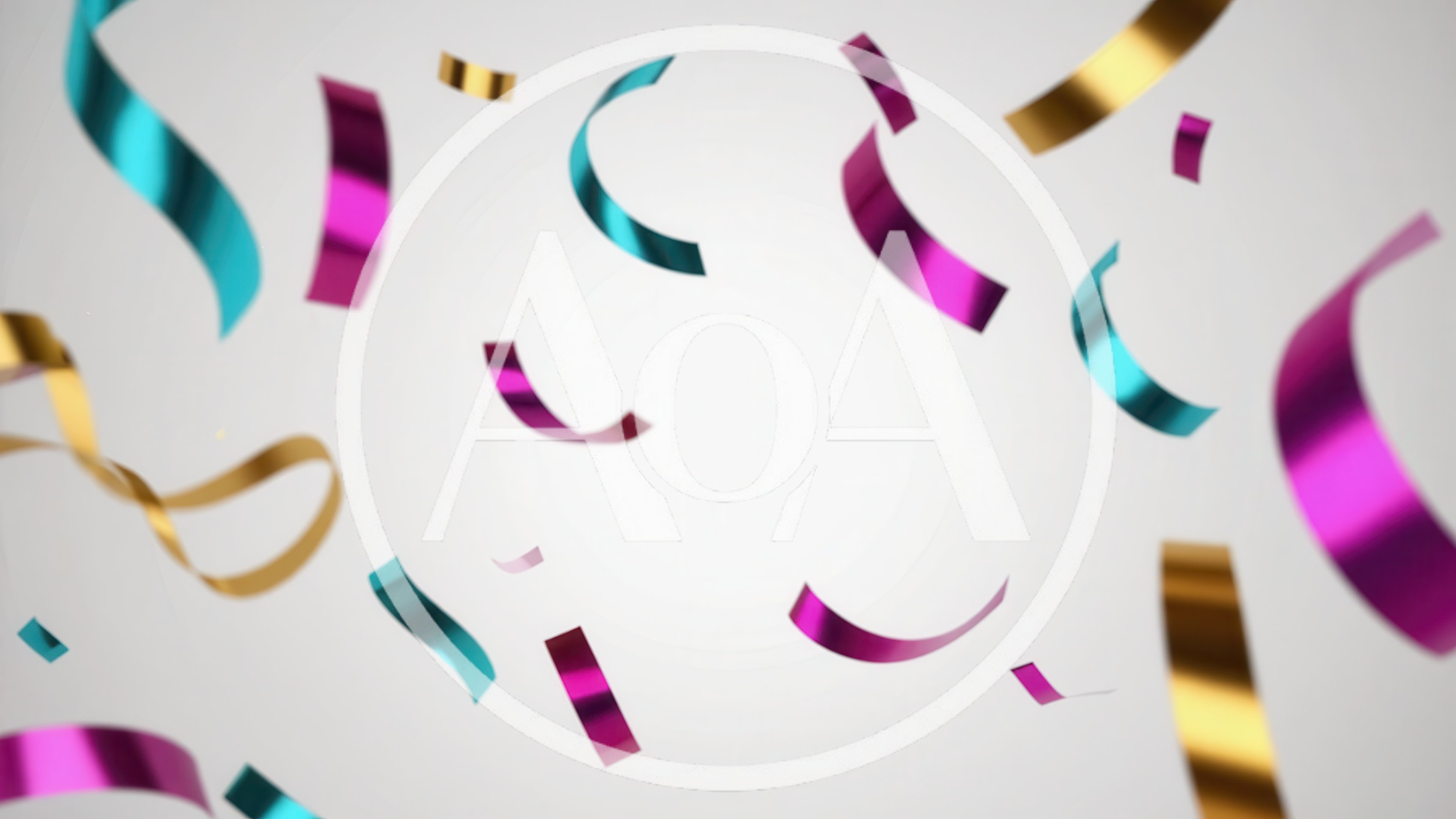 Colorful Metallic Confetti Falling on White Background