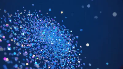Abstract Blue Shimmering Particles Floating In Dark Space