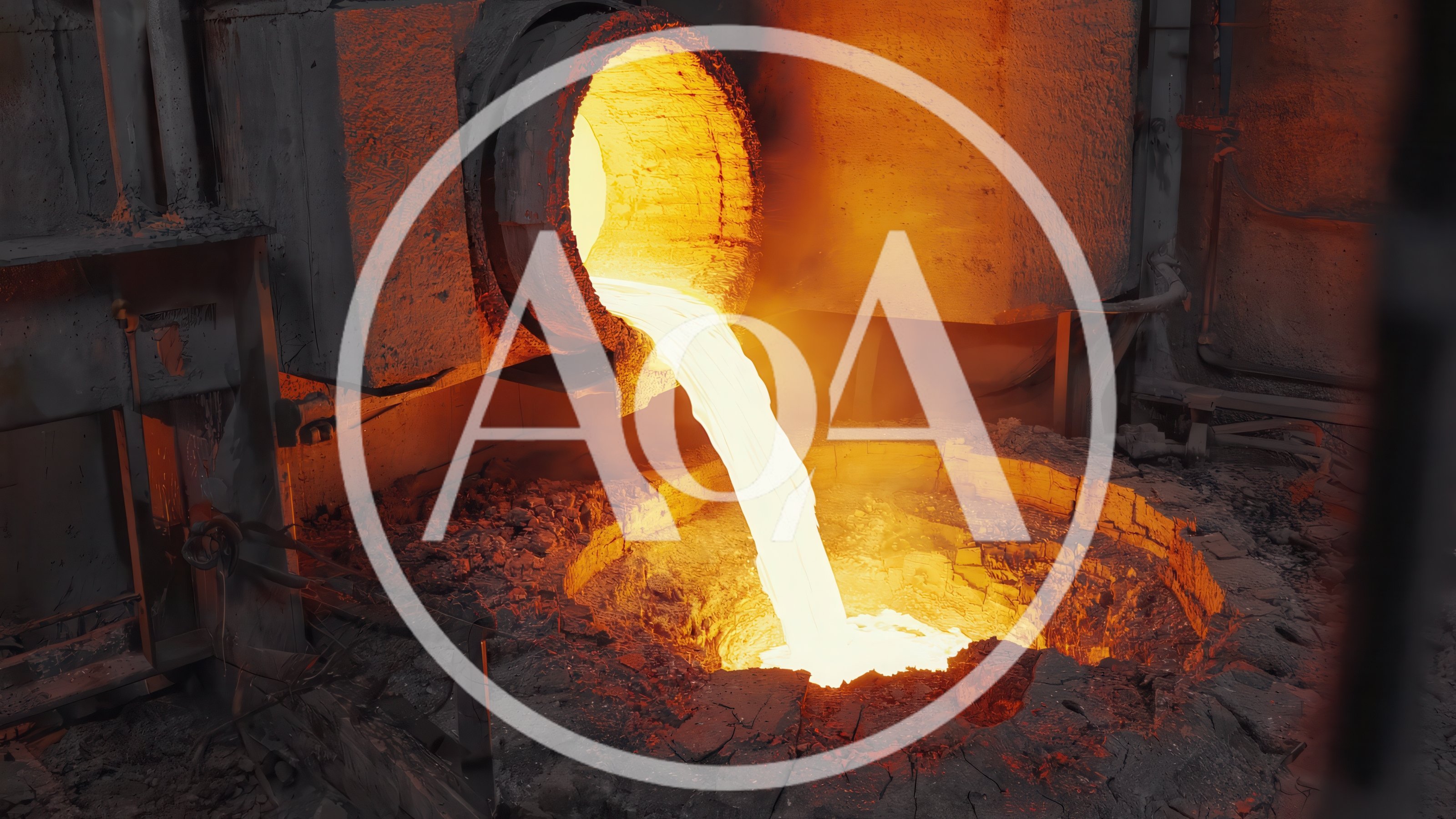 Molten Metal Pouring From Industrial Furnace
