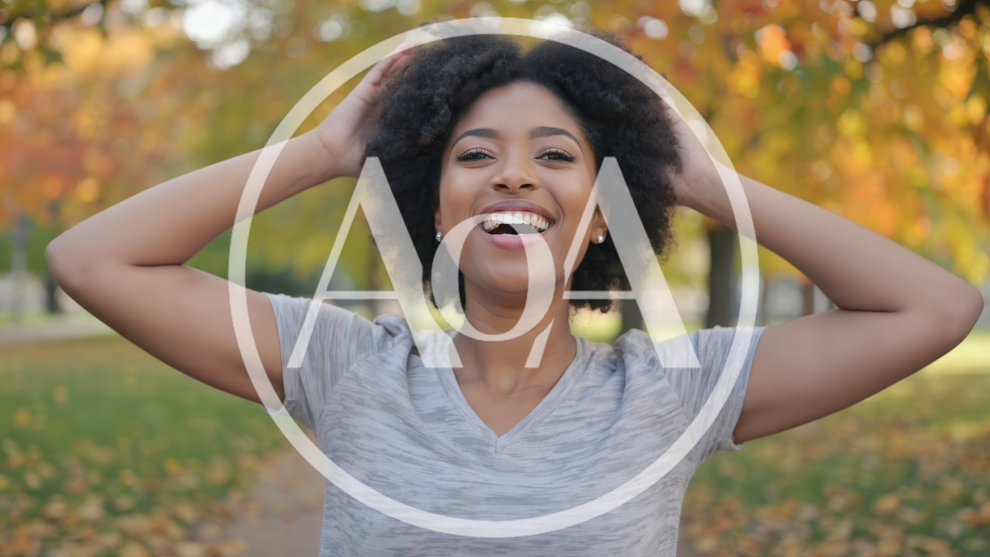 Happy Young Woman With Afro Hair In Autumn Park