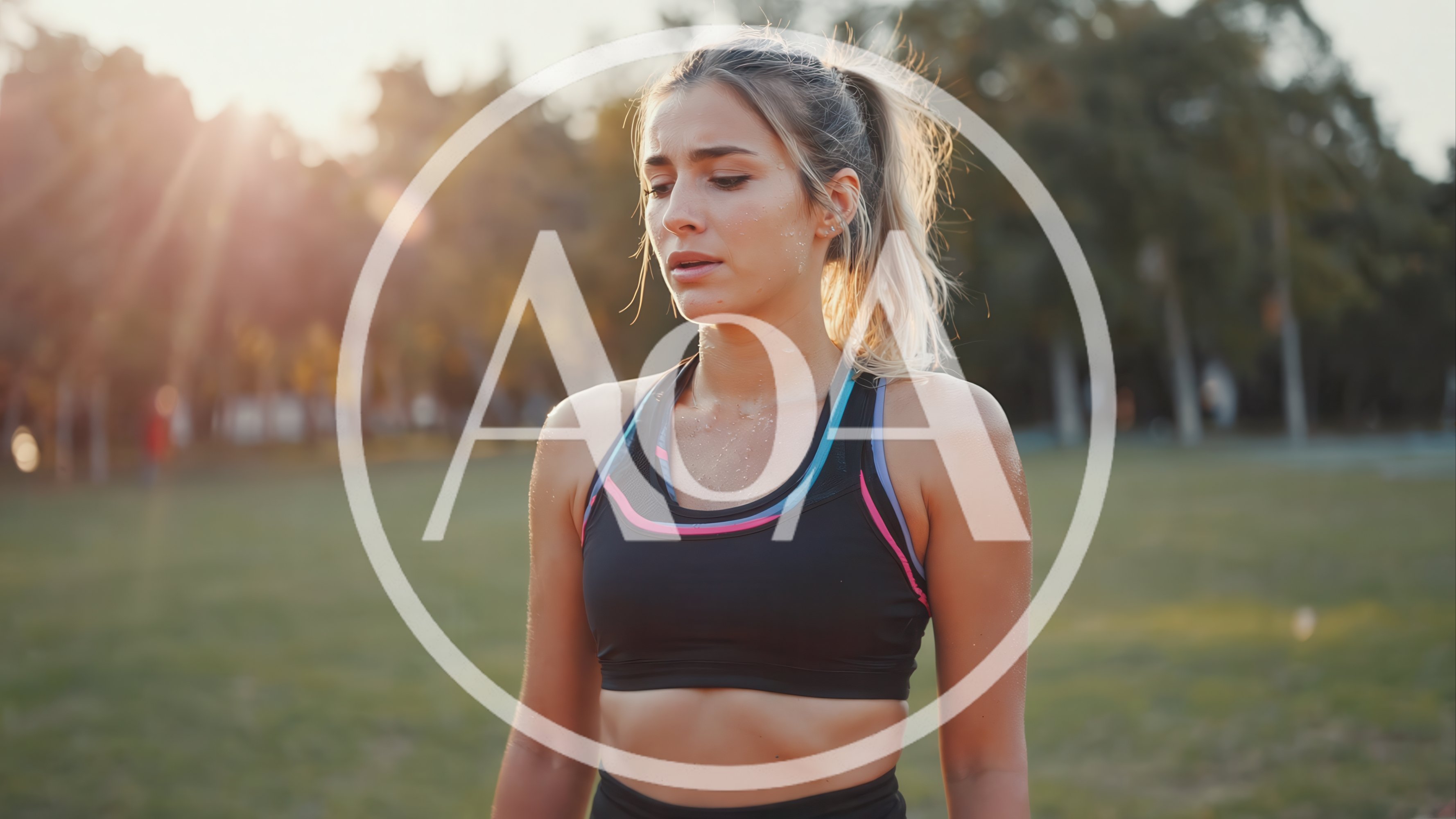 Sweaty Young Woman Resting After Outdoor Workout