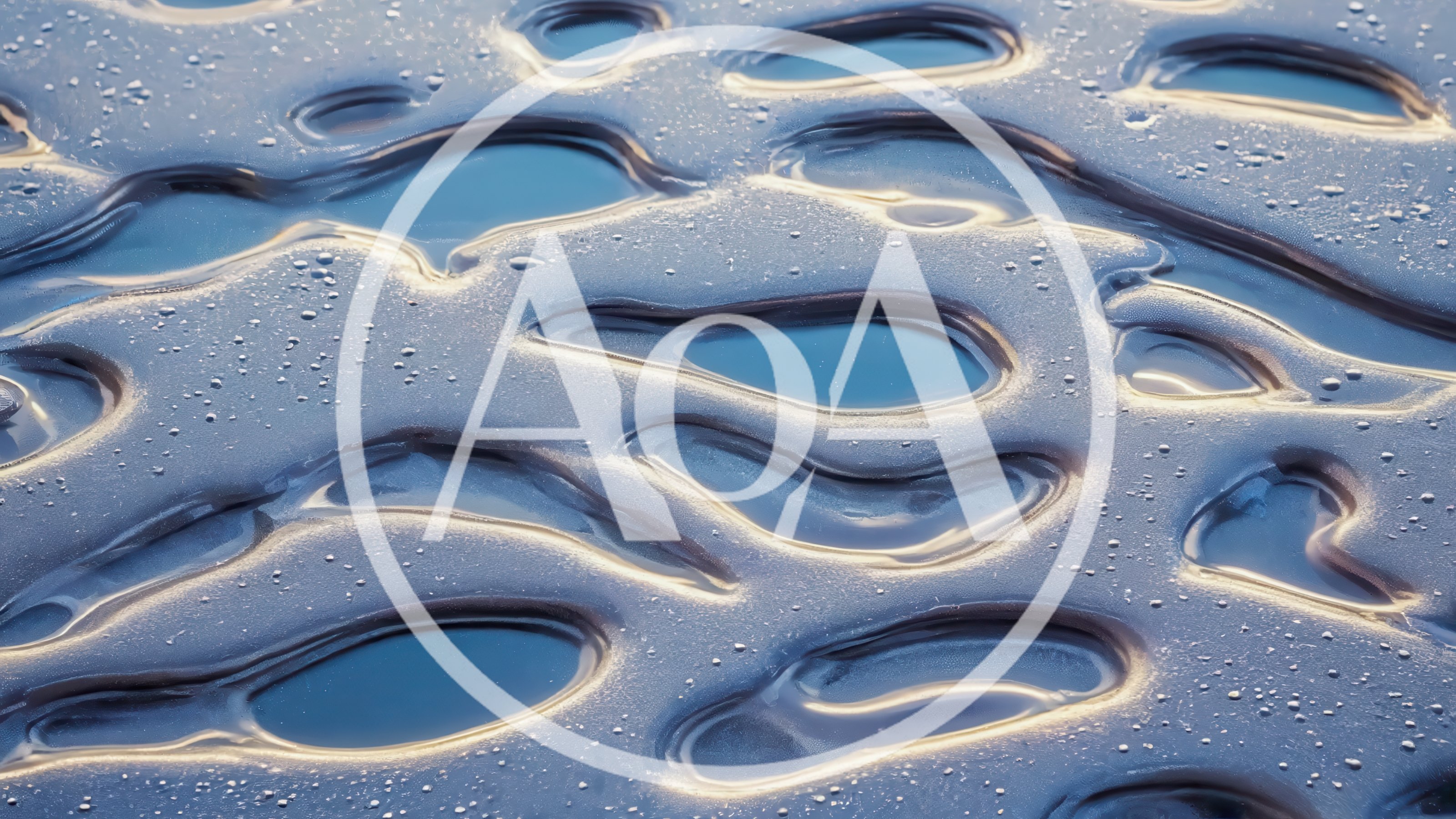 Abstract Frozen Ice Surface With Melted Puddles